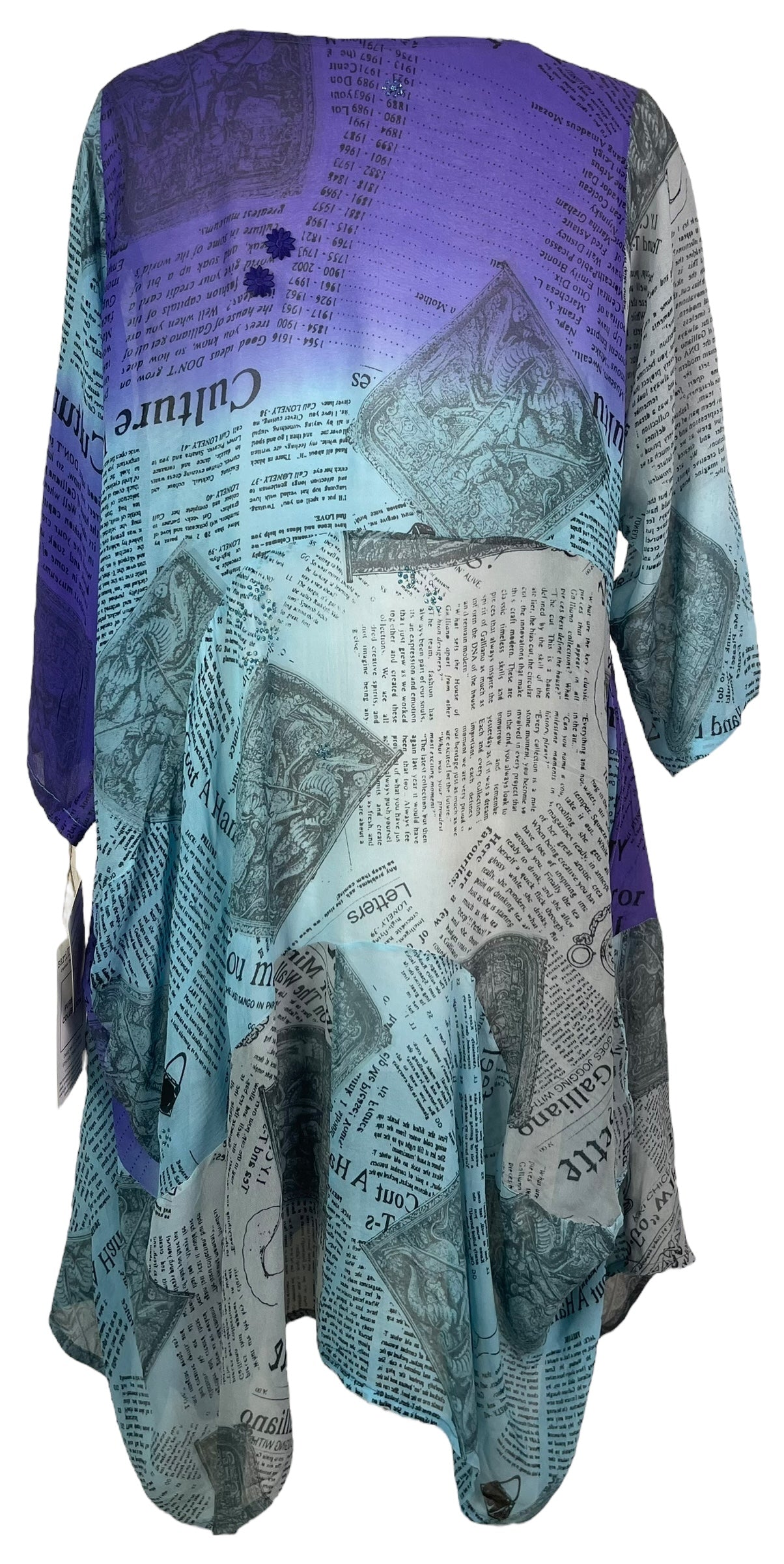 PRG7987 Sheer Avatar Pure Silk Sculptural Long Tunic Dress