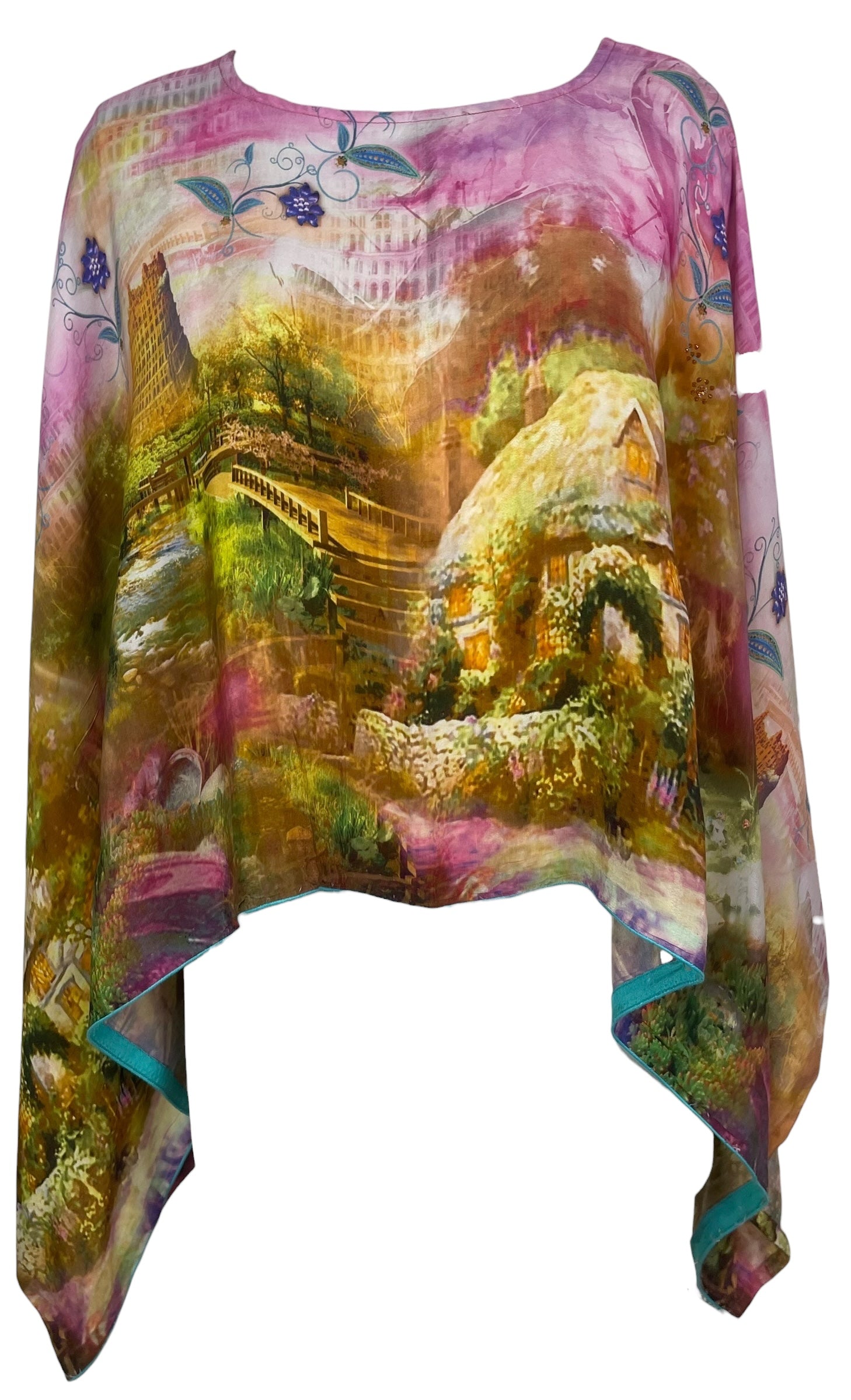 PREVIEW PRC8493  Avatar Pure Silk Capelet Poncho by FEBRUARY2026 – Handmade ethical Poncho from sariKNOTsari using upcycled silk. Designed in Canada for travel and slow fashion, loved from Toronto to LA to Sydney.