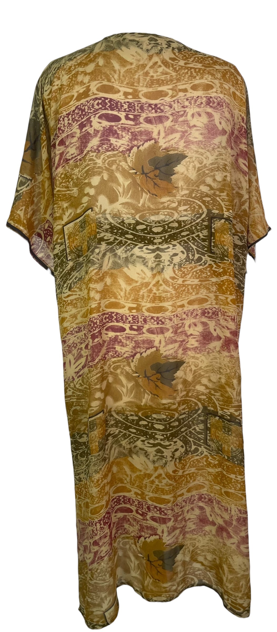 PRG8573 Sheer  Wabi Sabi Pure Silk Kimono Sleeved Duster with Belt