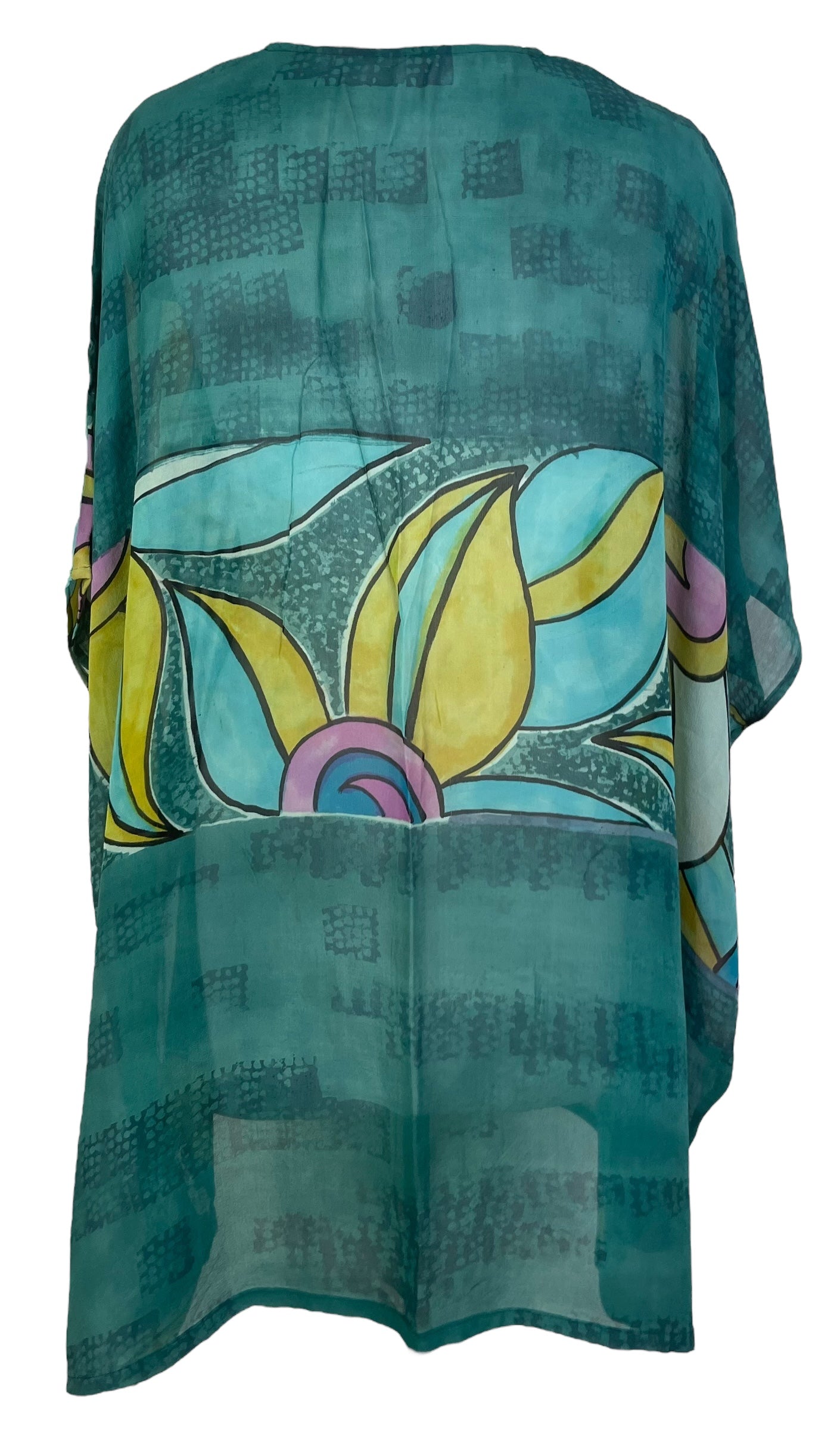 PRG7479 Sheer Wabi Sabi Pure Silk Short Kaftan Tunic Without Slits
