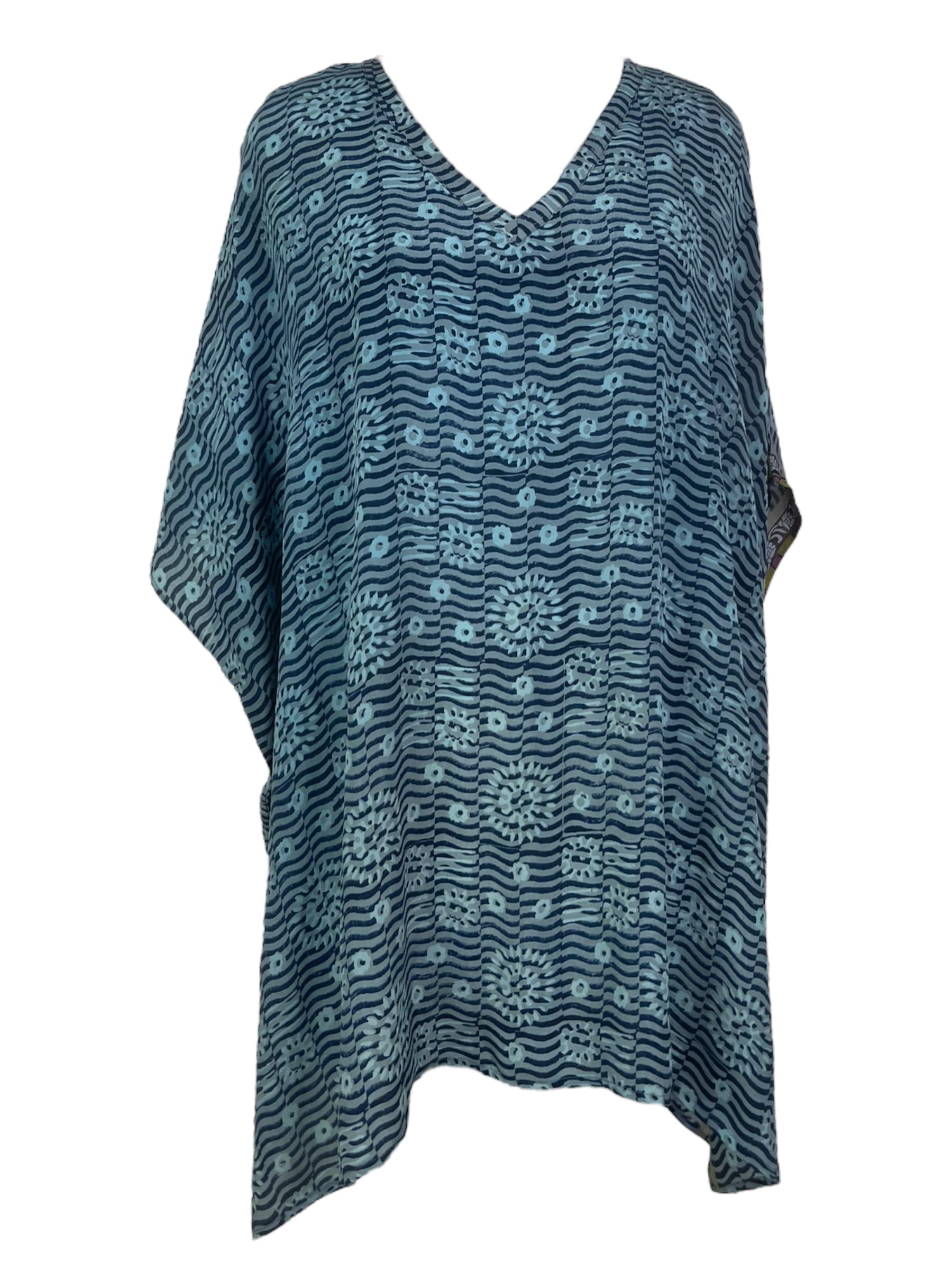 PRC7866 Avatar Pure Silk Short Kaftan Tunic with Slits