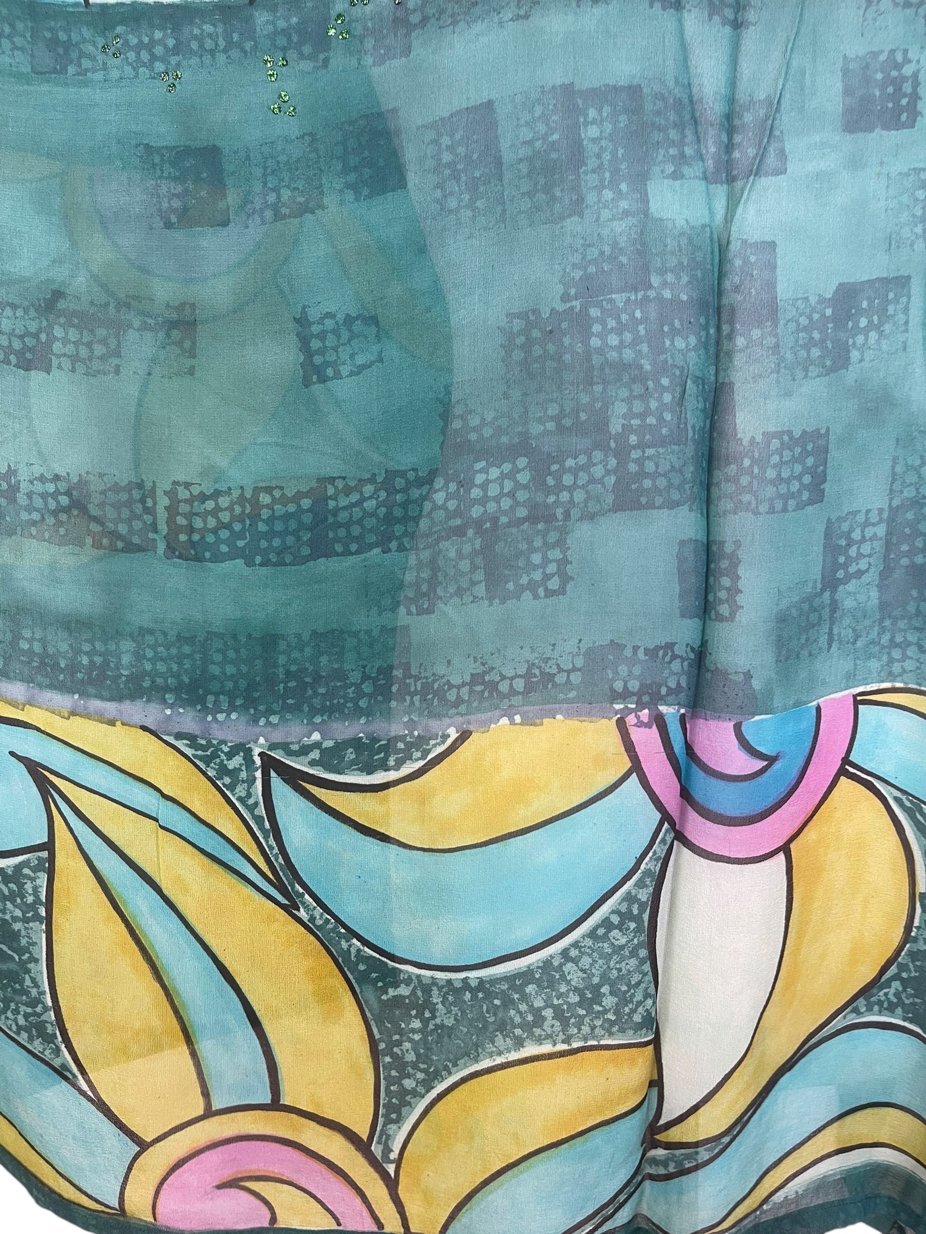 PRG7479 Sheer Wabi Sabi Pure Silk Short Kaftan Tunic Without Slits