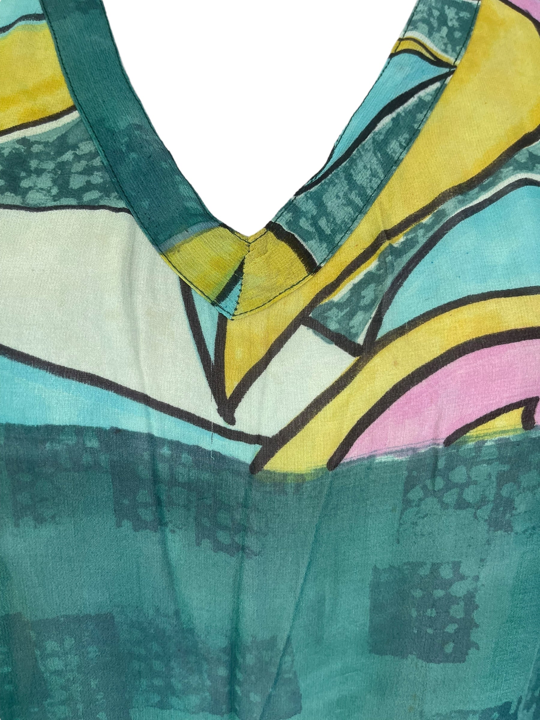 PRG7479 Sheer Wabi Sabi Pure Silk Short Kaftan Tunic Without Slits