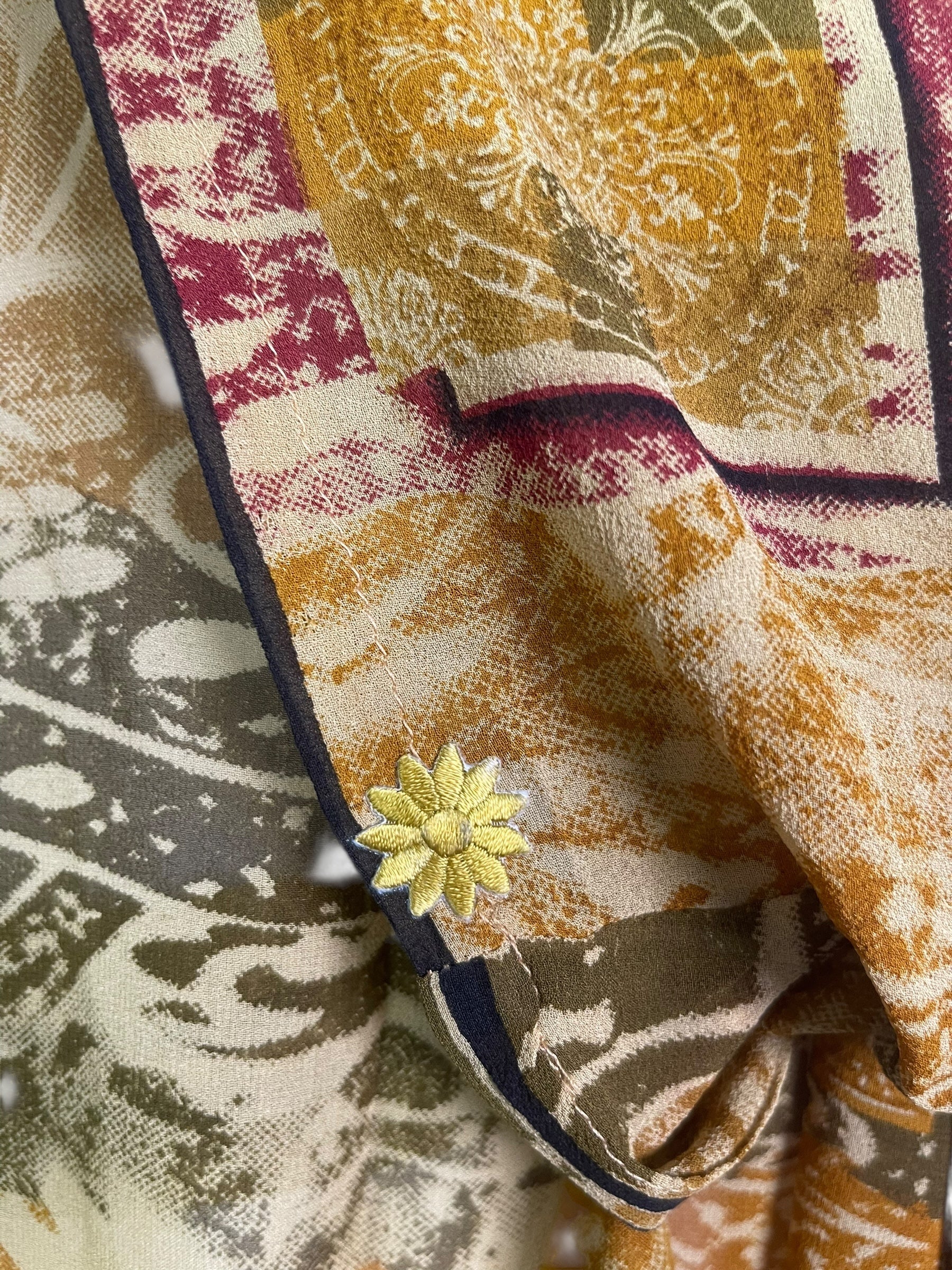 PRG8573 Sheer  Wabi Sabi Pure Silk Kimono Sleeved Duster with Belt