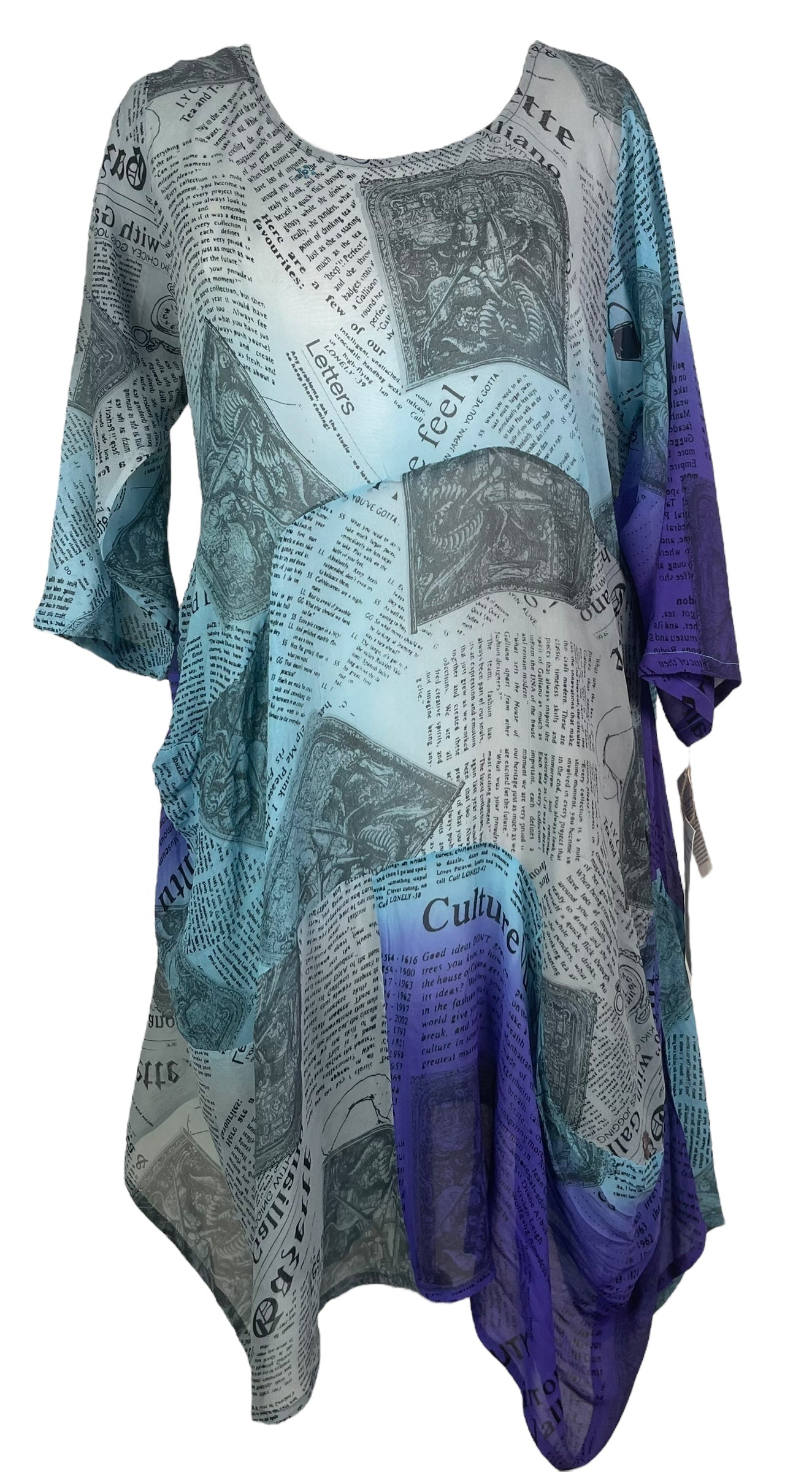 PRG7987 Sheer Avatar Pure Silk Sculptural Long Tunic Dress