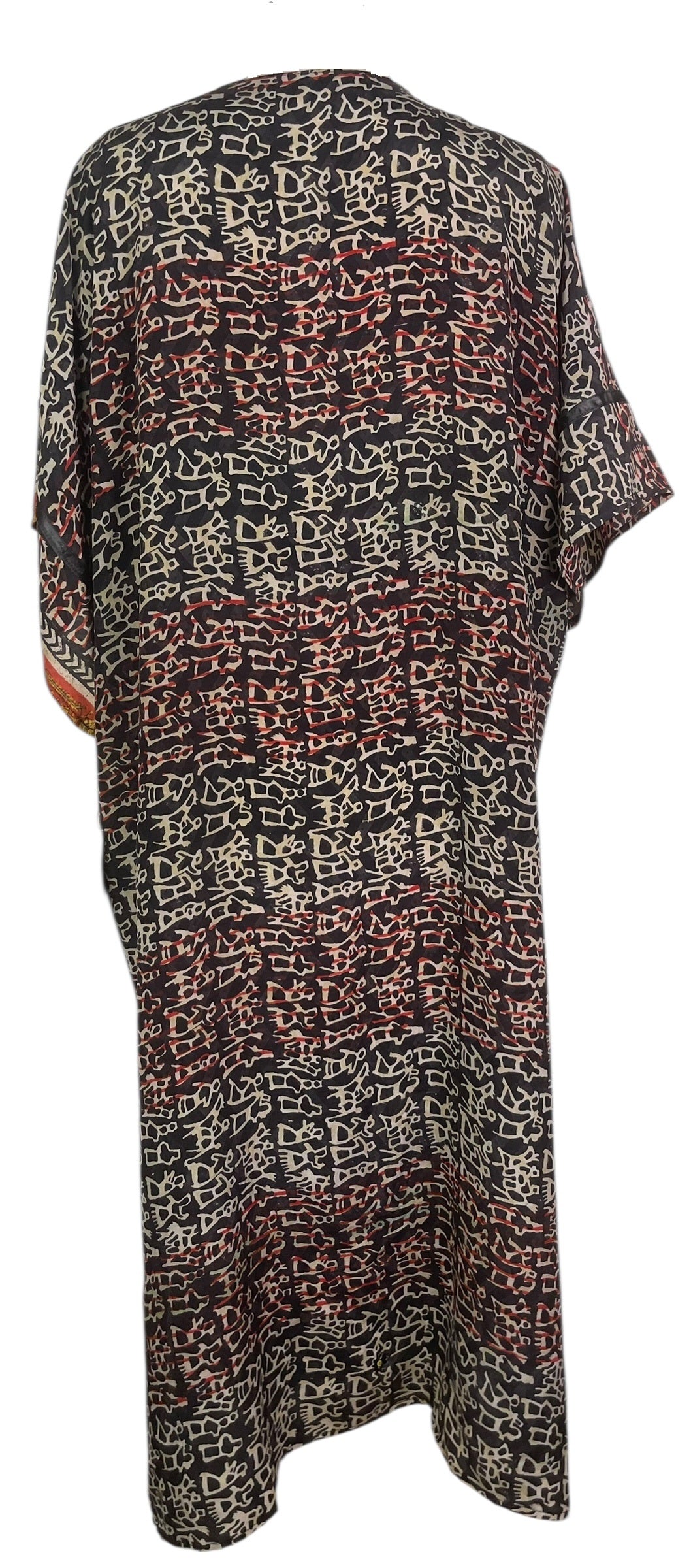 PRC8549 Avatar Long Pure Silk Kimono Sleeved Duster with Belt