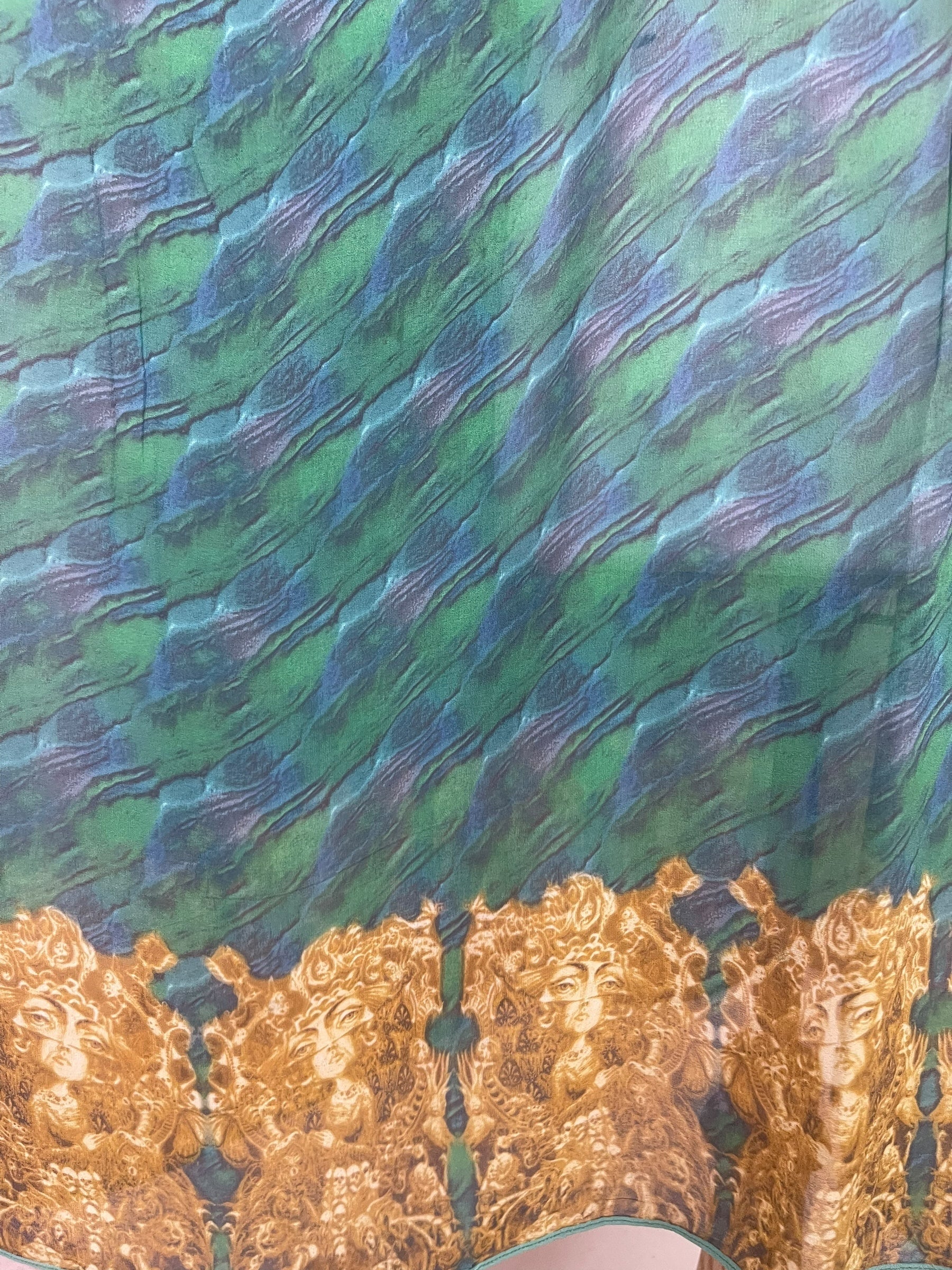 PREVIEW PRG8583 Sheer Avatar Pure Silk Midi Length Kaftan by MARCH2026 – Handmade ethical Midi Length Kaftan from sariKNOTsari using upcycled silk. Designed in Canada for travel and slow fashion, loved from Toronto to LA to Sydney. Featuring Zsiska, Bryn Walker and Artisan Leather coats by Rejean Pepin, Pepin designs