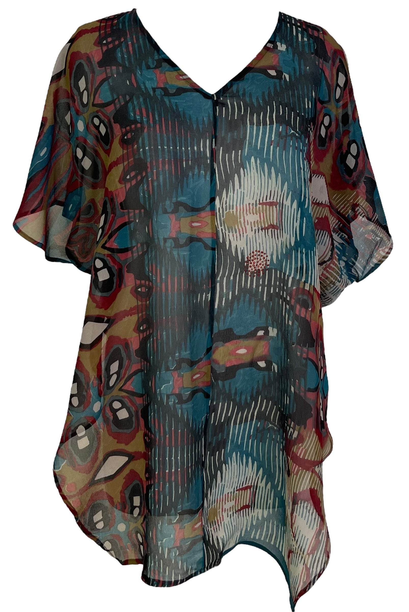 PRG7068 Sheer Avatar Pure Silk Waterfall Top