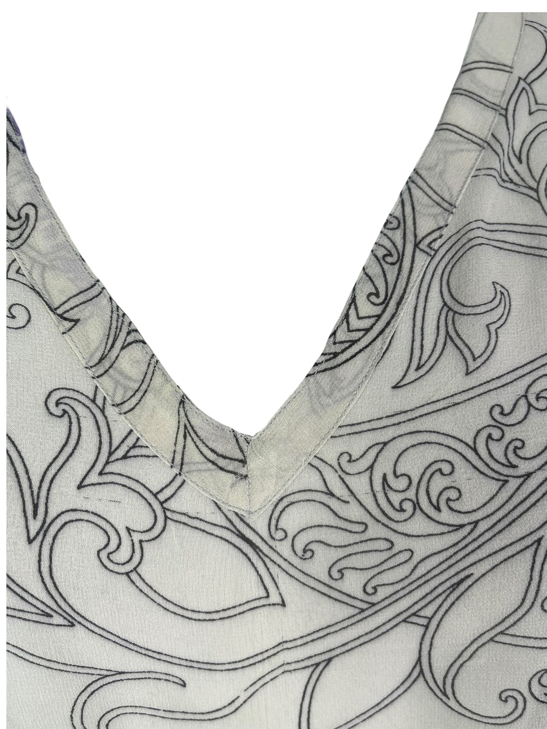 PRG8478 Sheer Wabi Sabi Pure Silk Long Tunic with Side Ties