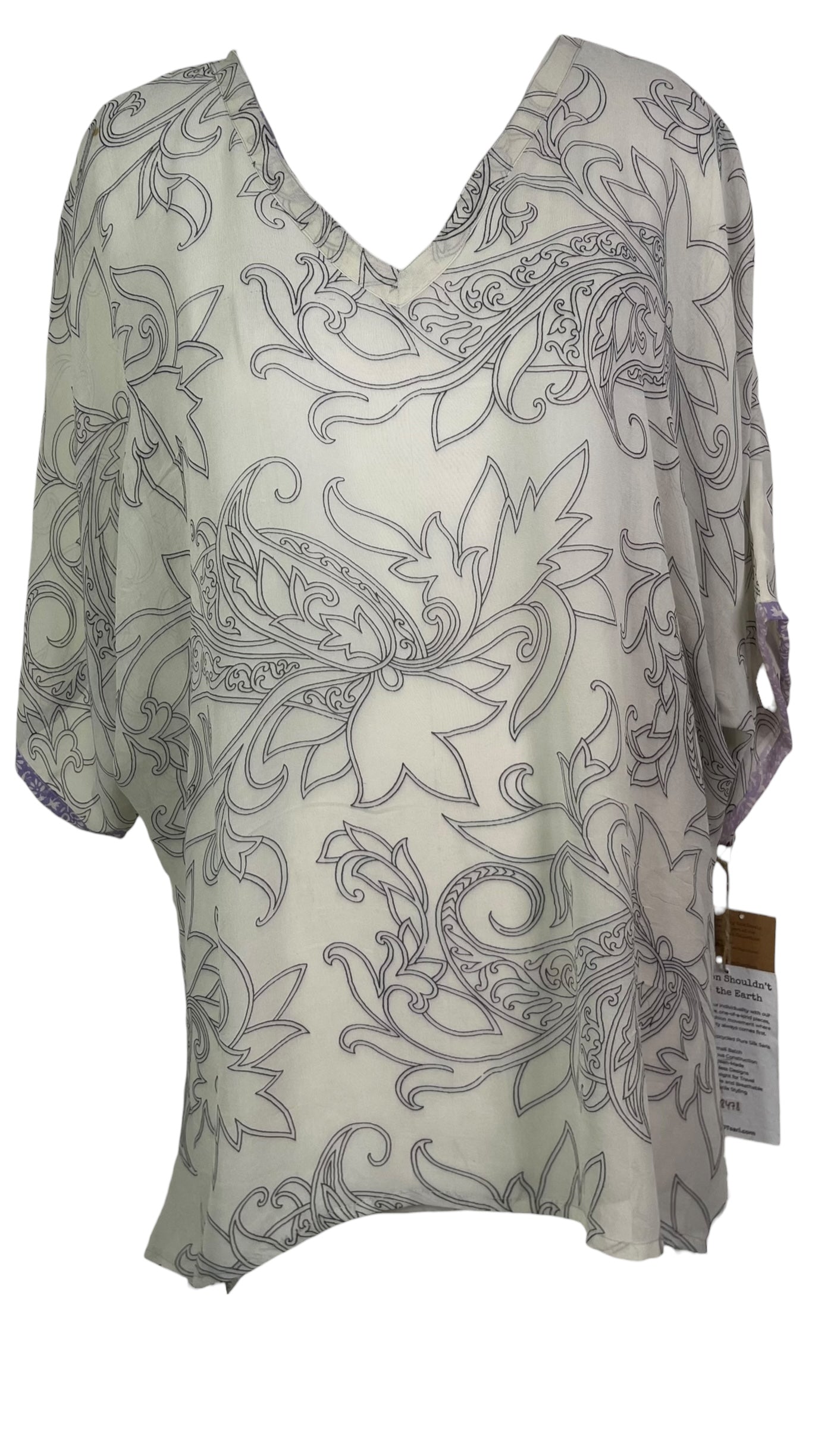 PRG8478 Sheer Wabi Sabi Pure Silk Long Tunic with Side Ties