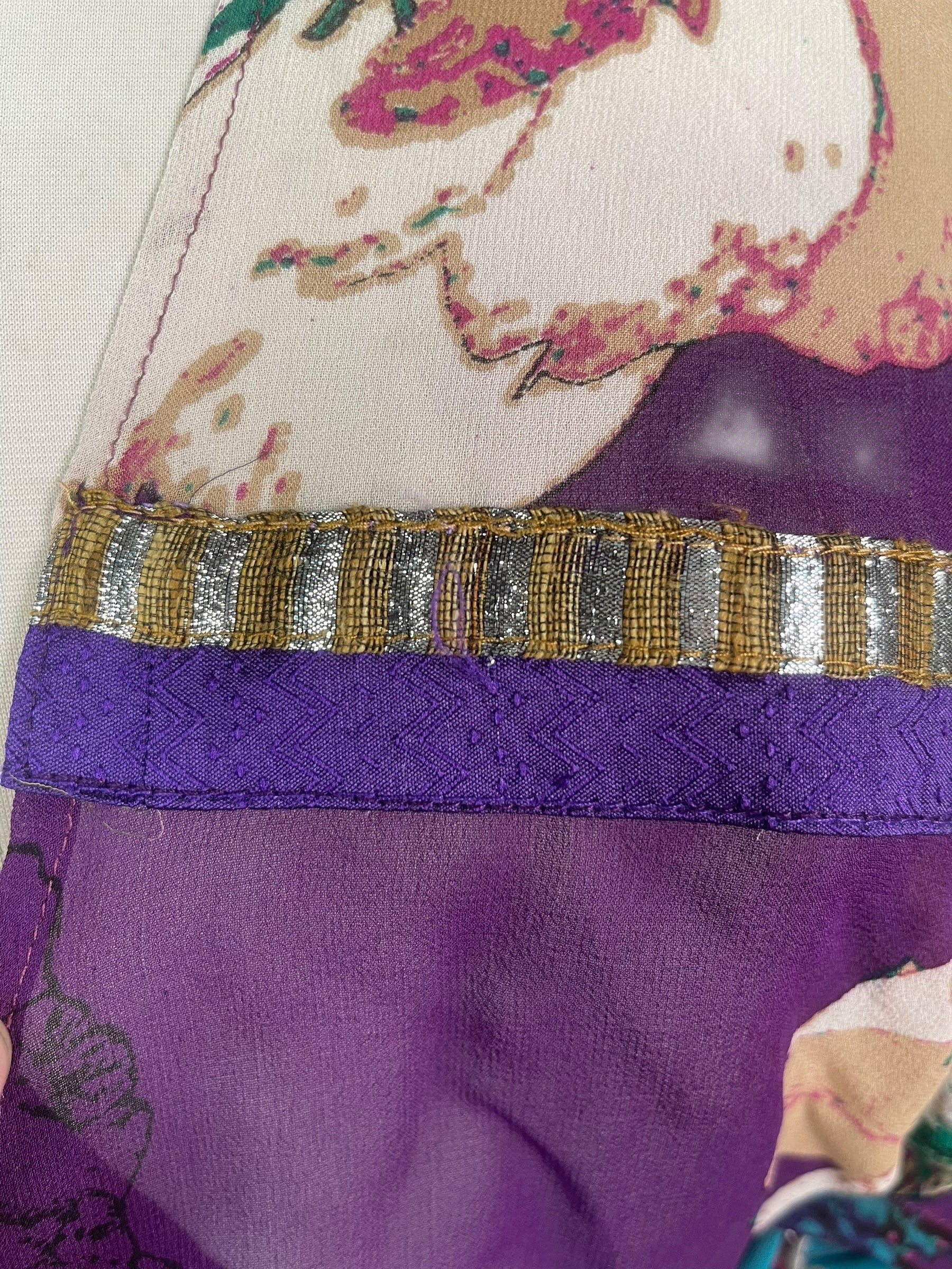 PREVIEW PRG8624 Sheer Avatar Pure Silk Kimono-Sleeved Jacket with Belt by FEBRUARY2026 – Handmade ethical Short Kimono from sariKNOTsari using upcycled silk. Designed in Canada for travel and slow fashion, loved from Toronto to LA to Sydney.