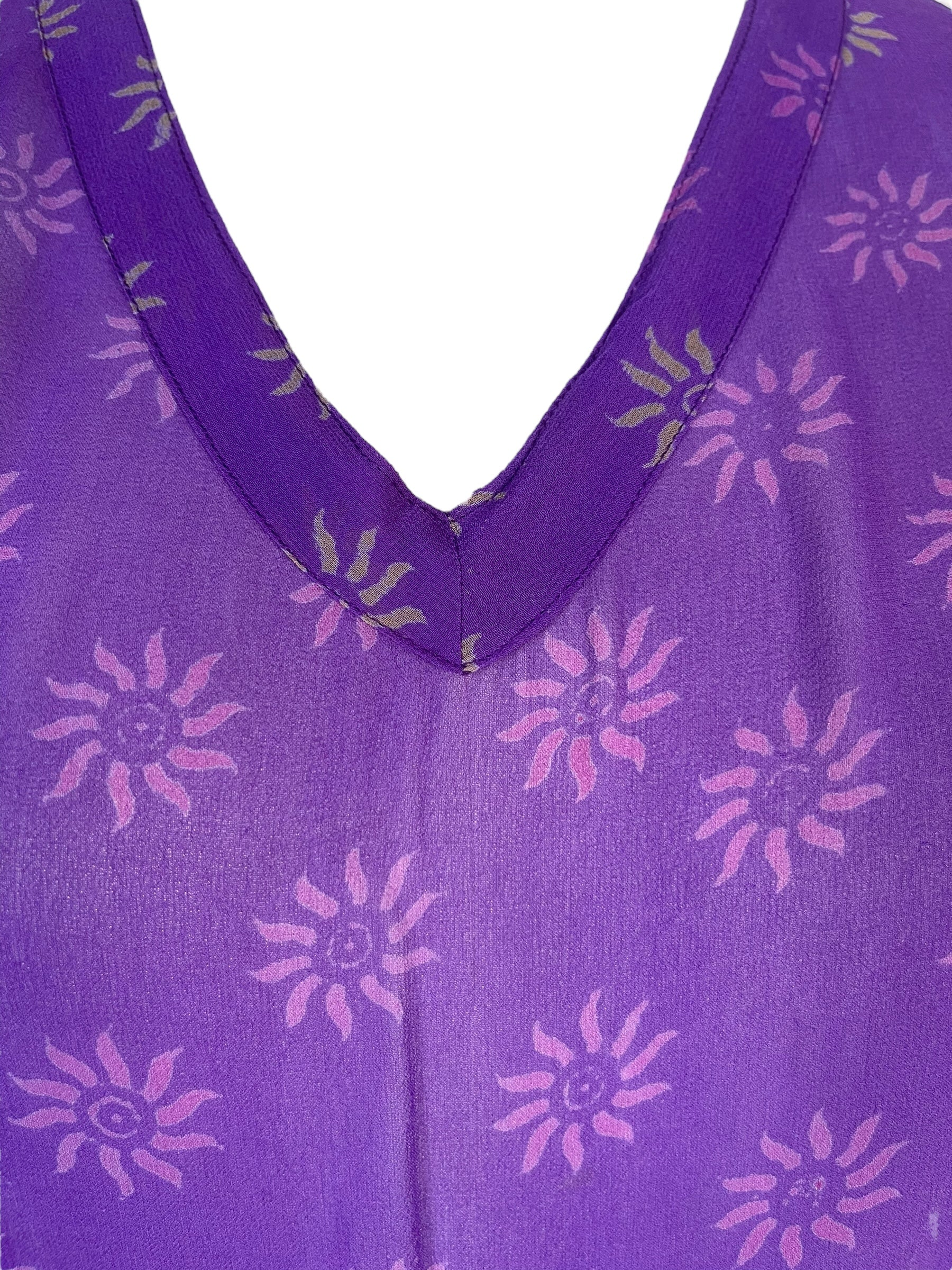 PRG7355 Sheer Wabi Sabi Pure Silk Short Kaftan Tunic With No Slits