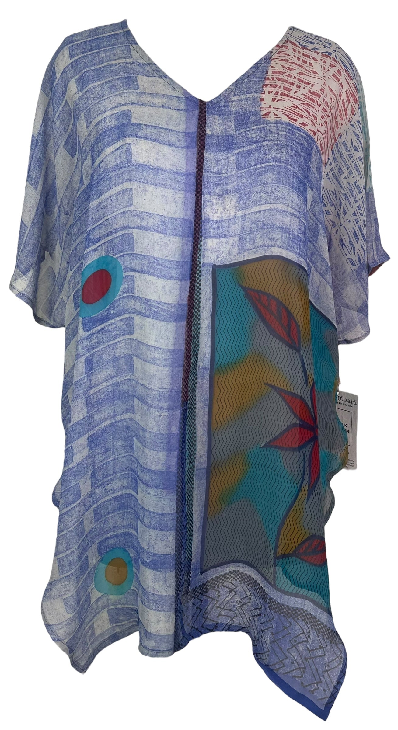 PRG8127 Sheer Avatar Pure Silk Waterfall Top