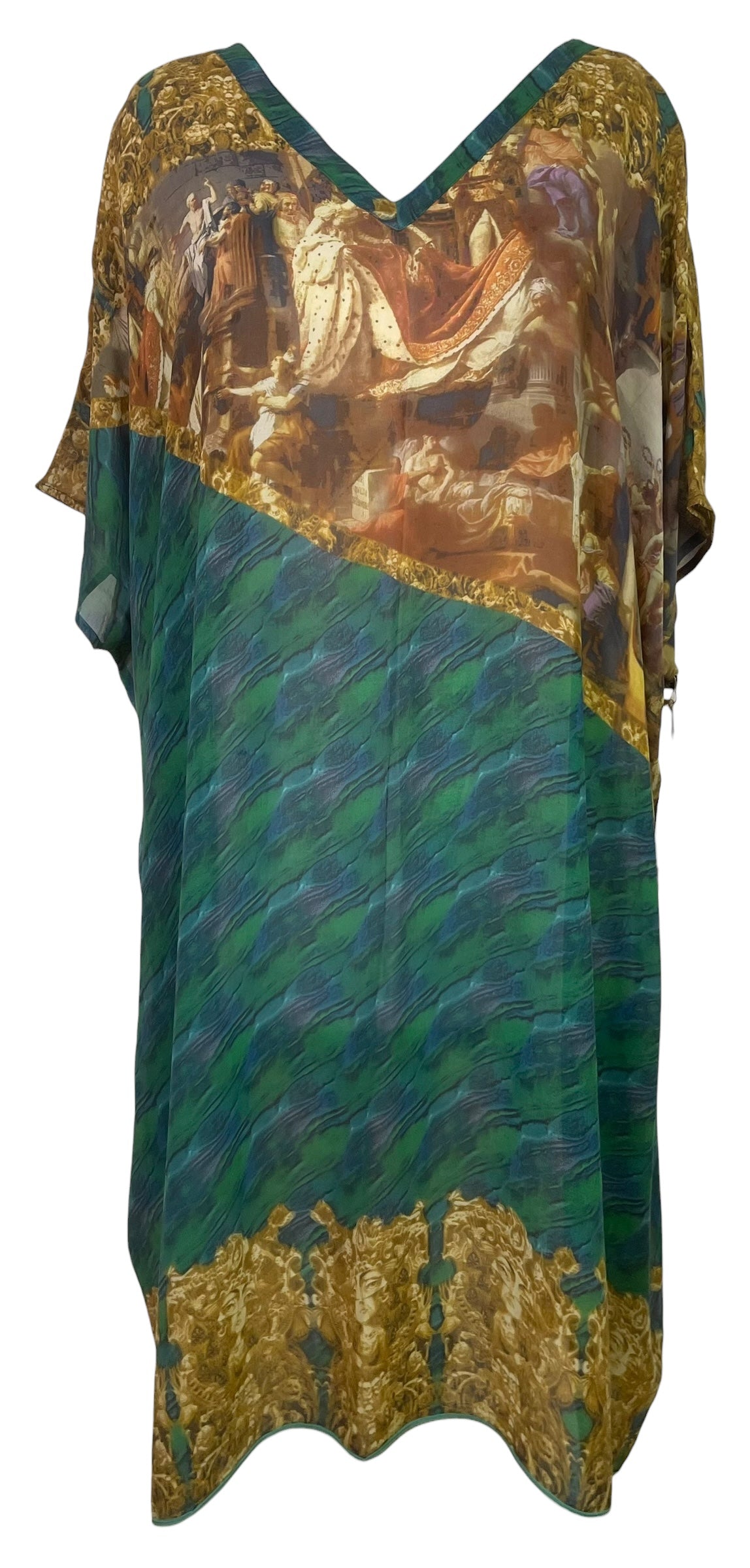 PREVIEW PRG8583 Sheer Avatar Pure Silk Midi Length Kaftan by MARCH2026 – Handmade ethical Midi Length Kaftan from sariKNOTsari using upcycled silk. Designed in Canada for travel and slow fashion, loved from Toronto to LA to Sydney. Featuring Zsiska, Bryn Walker and Artisan Leather coats by Rejean Pepin, Pepin designs