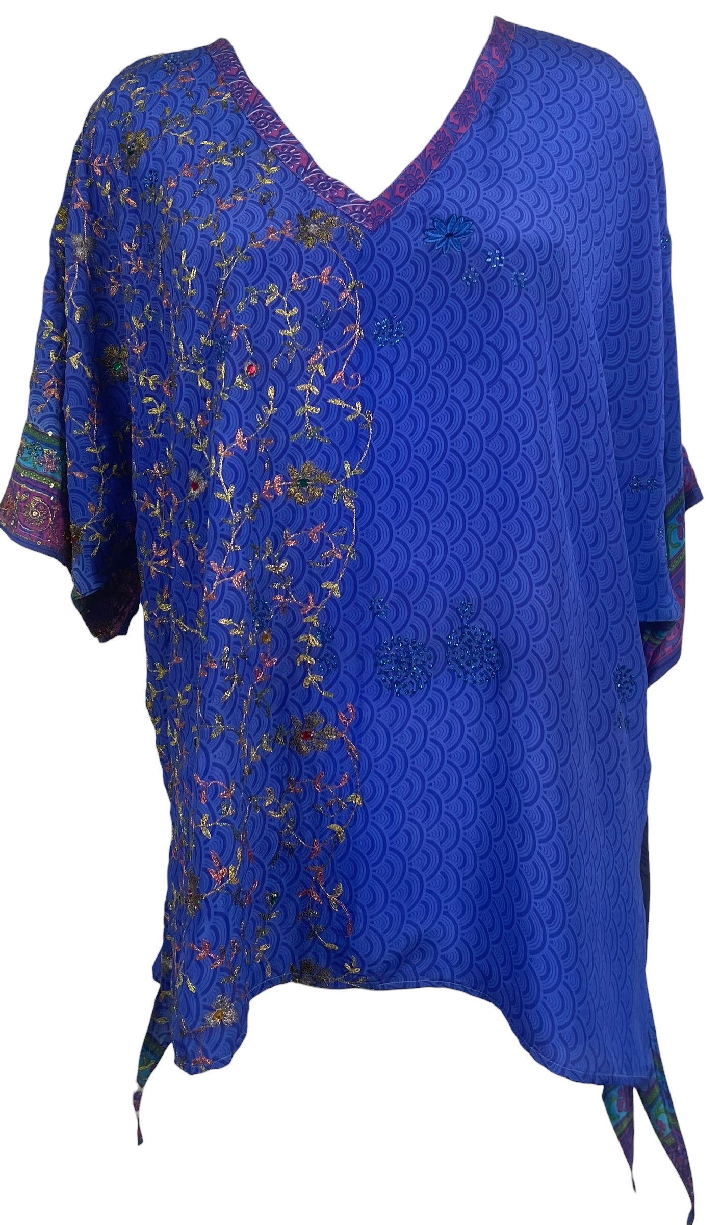 PREVIEW PRC8747 Avatar Pure Silk Long Tunic with Side Ties by MARCH2026 – Handmade ethical Side Tie Tunic from sariKNOTsari using upcycled silk. Designed in Canada for travel and slow fashion, loved from Toronto to LA to Sydney.