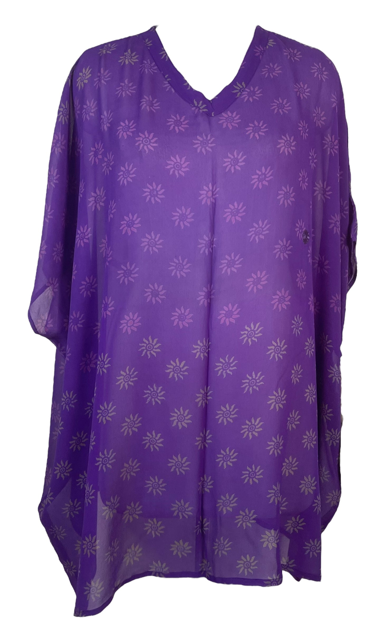 PRG7355 Sheer Wabi Sabi Pure Silk Short Kaftan Tunic With No Slits