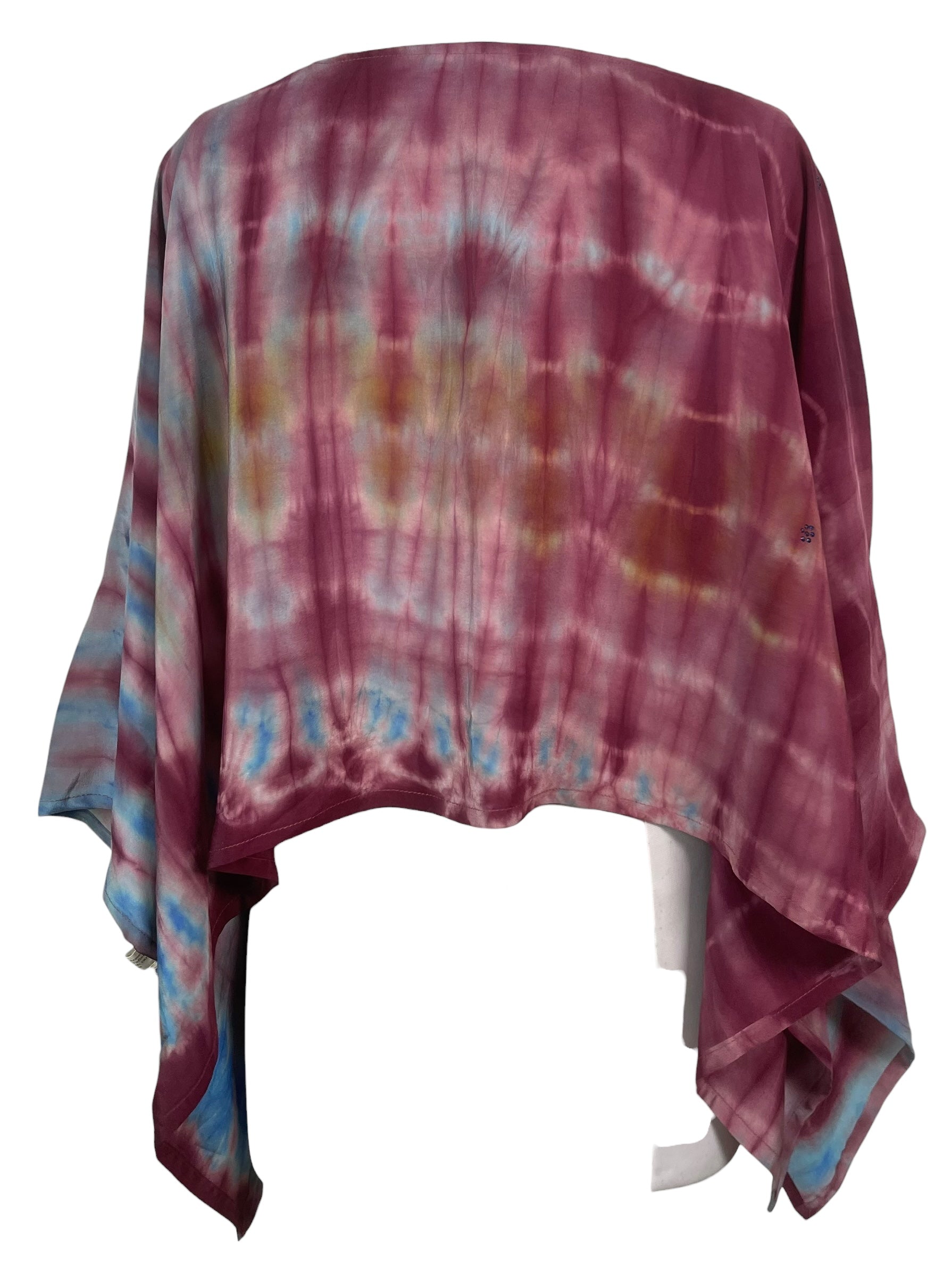 PREVIEW PRC8323 Avatar Pure Silk Capelet Poncho by FEBRUARY2026 – Handmade ethical Poncho from sariKNOTsari using upcycled silk. Designed in Canada for travel and slow fashion, loved from Toronto to LA to Sydney.