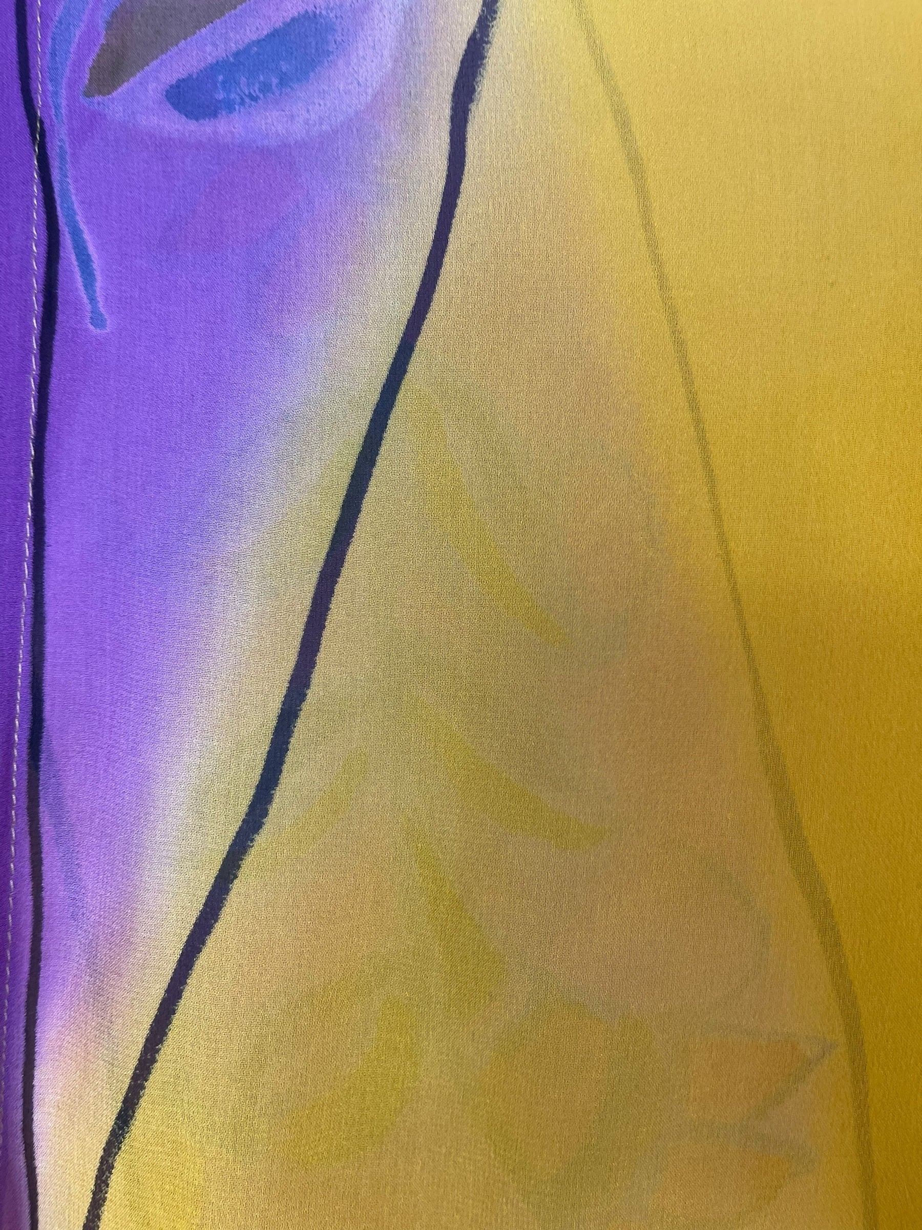 PRG8561 Sheer Avatar Long Pure Silk Kimono Sleeved Duster with Belt