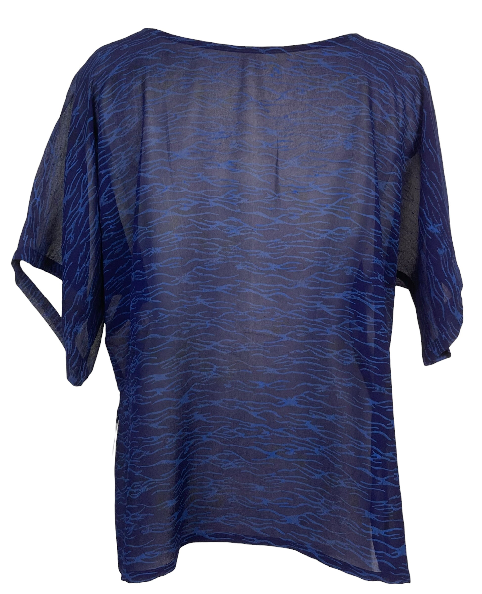 PREVIEW PRG8602 Sheer Avatar Pure Silk Side Slit Top by FEBRUARY2026 – Handmade ethical Side Slit Top from sariKNOTsari using upcycled silk. Designed in Canada for travel and slow fashion, loved from Toronto to LA to Sydney.