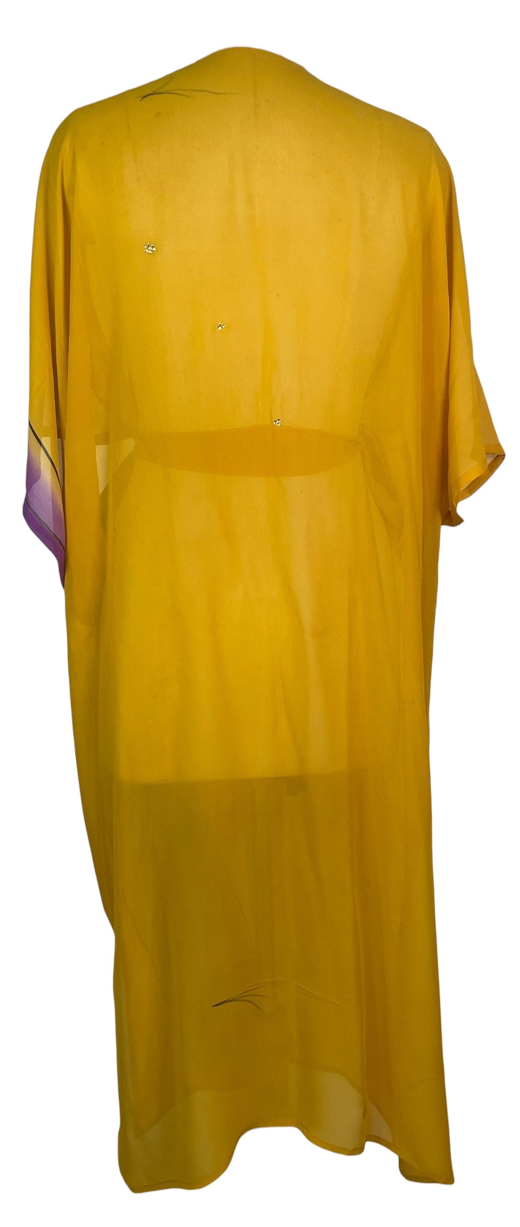 PRG8561 Sheer Avatar Long Pure Silk Kimono Sleeved Duster with Belt