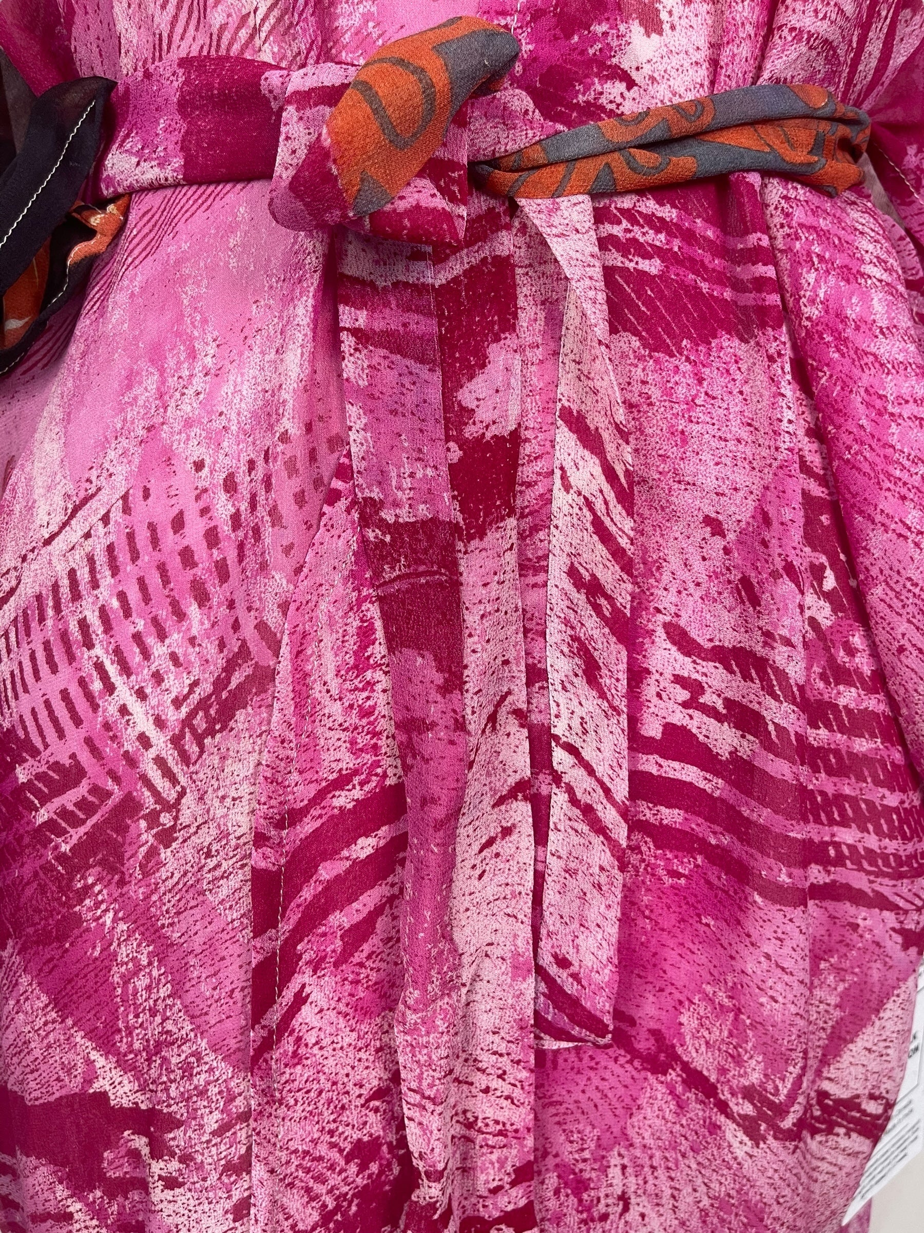 PRG7651 Sheer Avatar Long Pure Silk Kimono Sleeved Duster with Belt