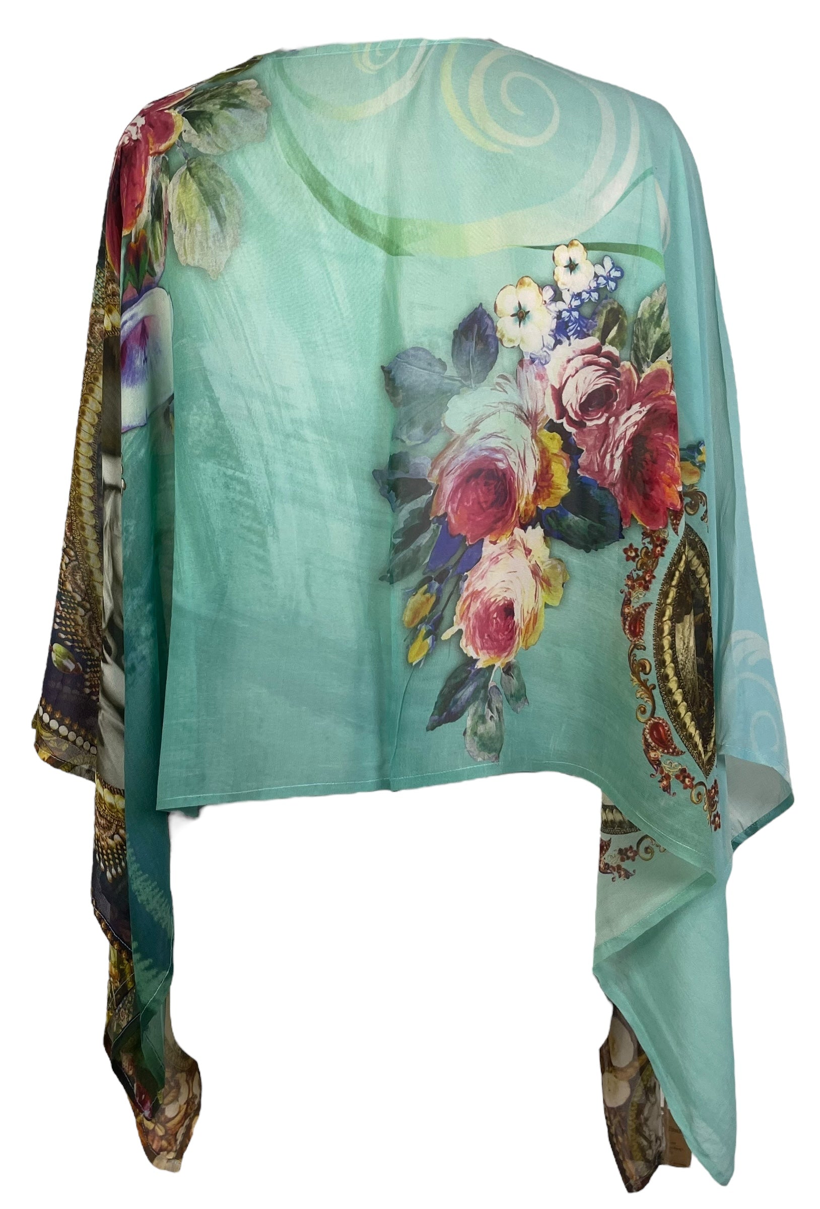 PREVIEW PRG8040B Sheer Pure Silk Wabi Sabi Capelet Poncho by DECEMBER2025 – Handmade ethical Poncho from sariKNOTsari using upcycled silk. Designed in Canada for travel and slow fashion, loved from Toronto to LA to Sydney.