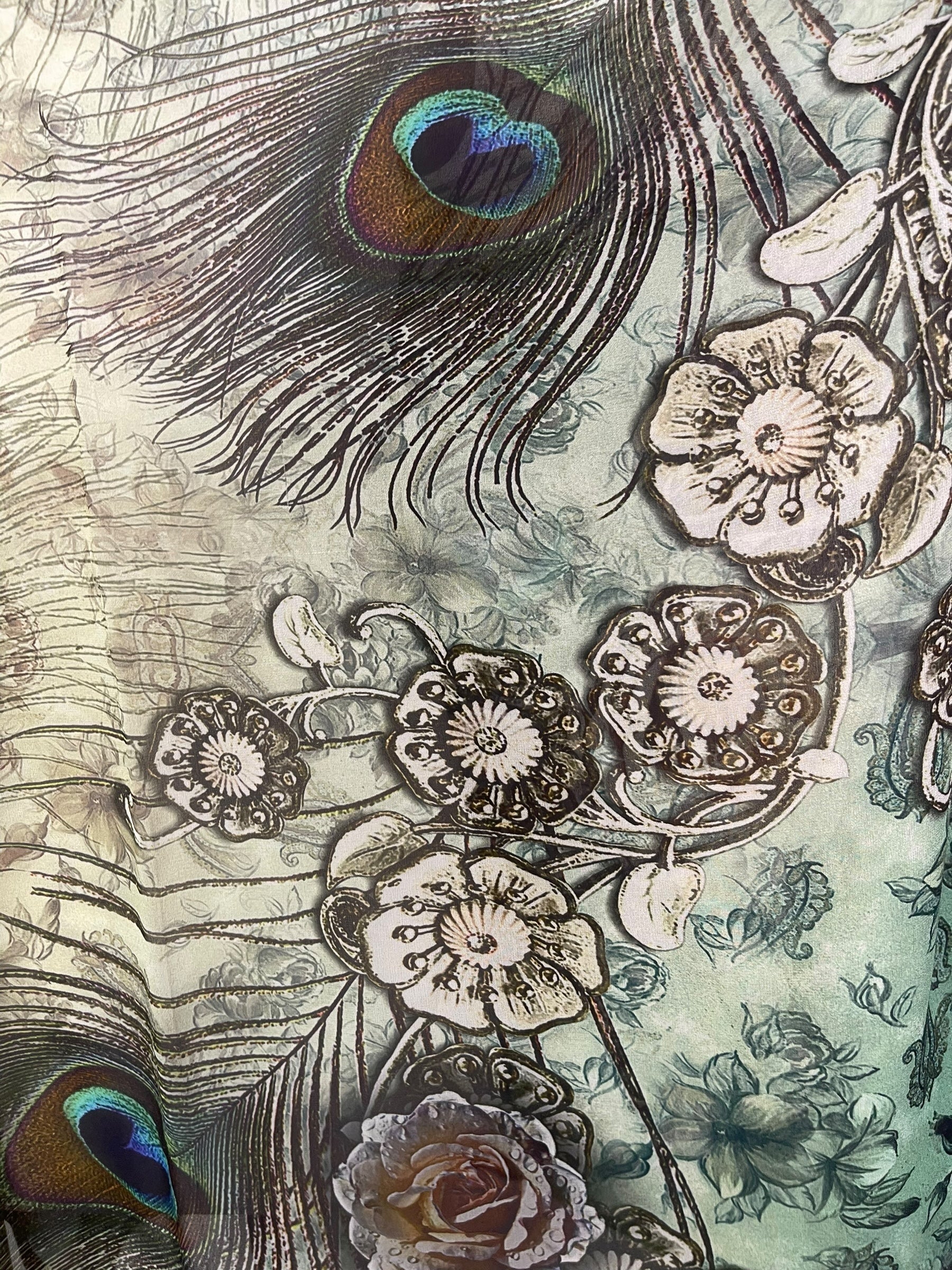 PRG8587 Sheer Avatar Pure Silk Short Kaftan Tunic with Slits