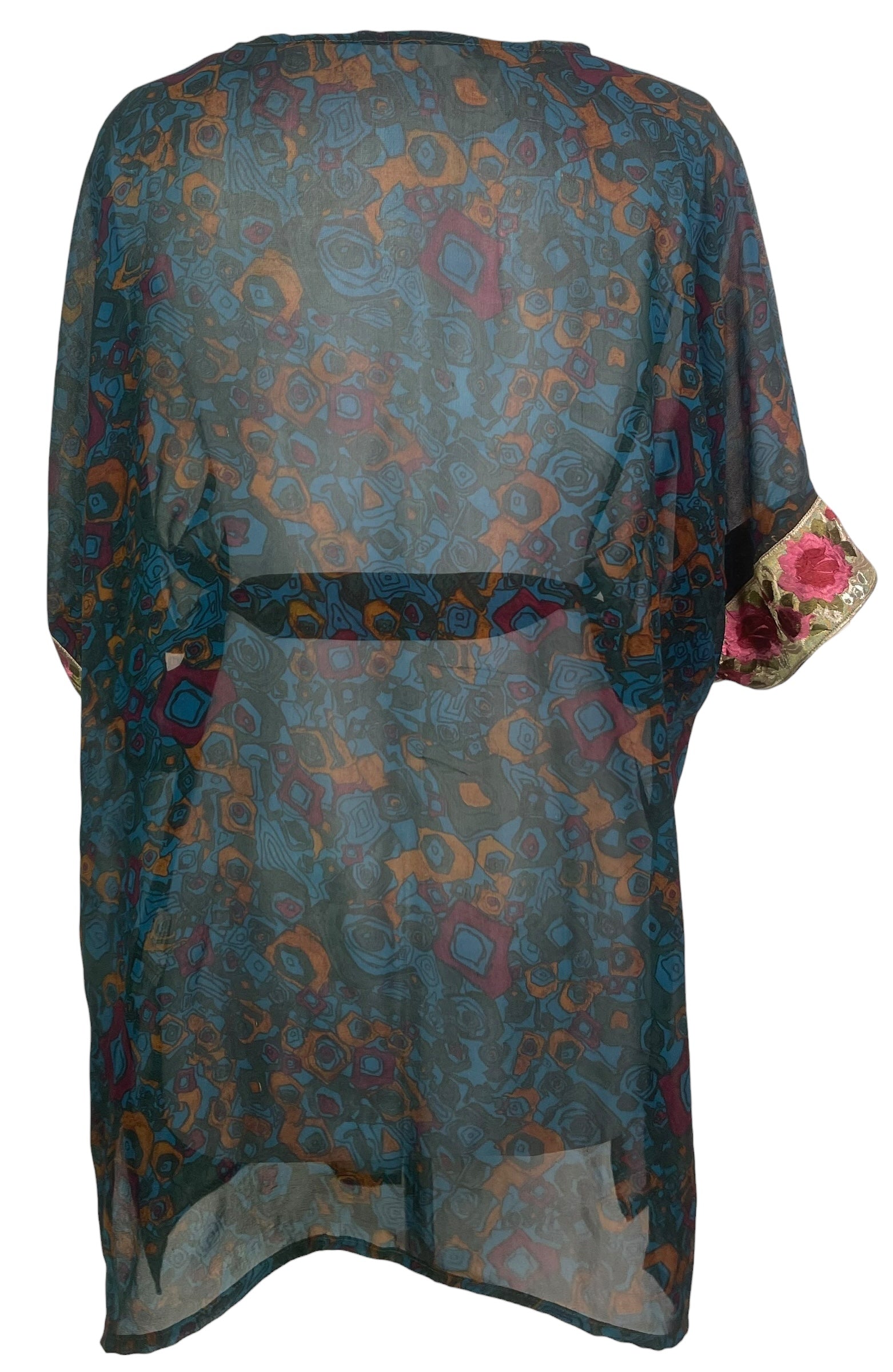 PRG8520 Sheer Avatar Pure Silk Kimono-Sleeved Jacket with Belt