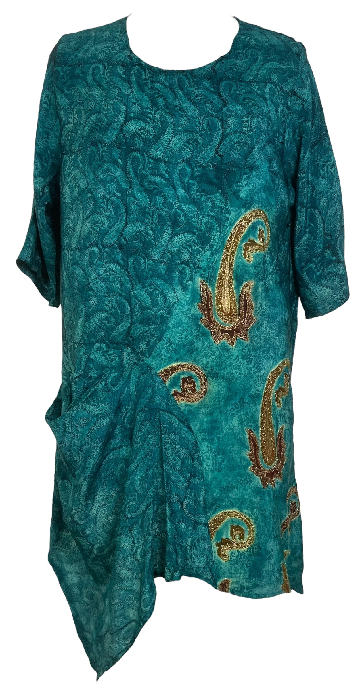 PRC7801 Avatar Pure Silk Self Pocket Tunic Dress