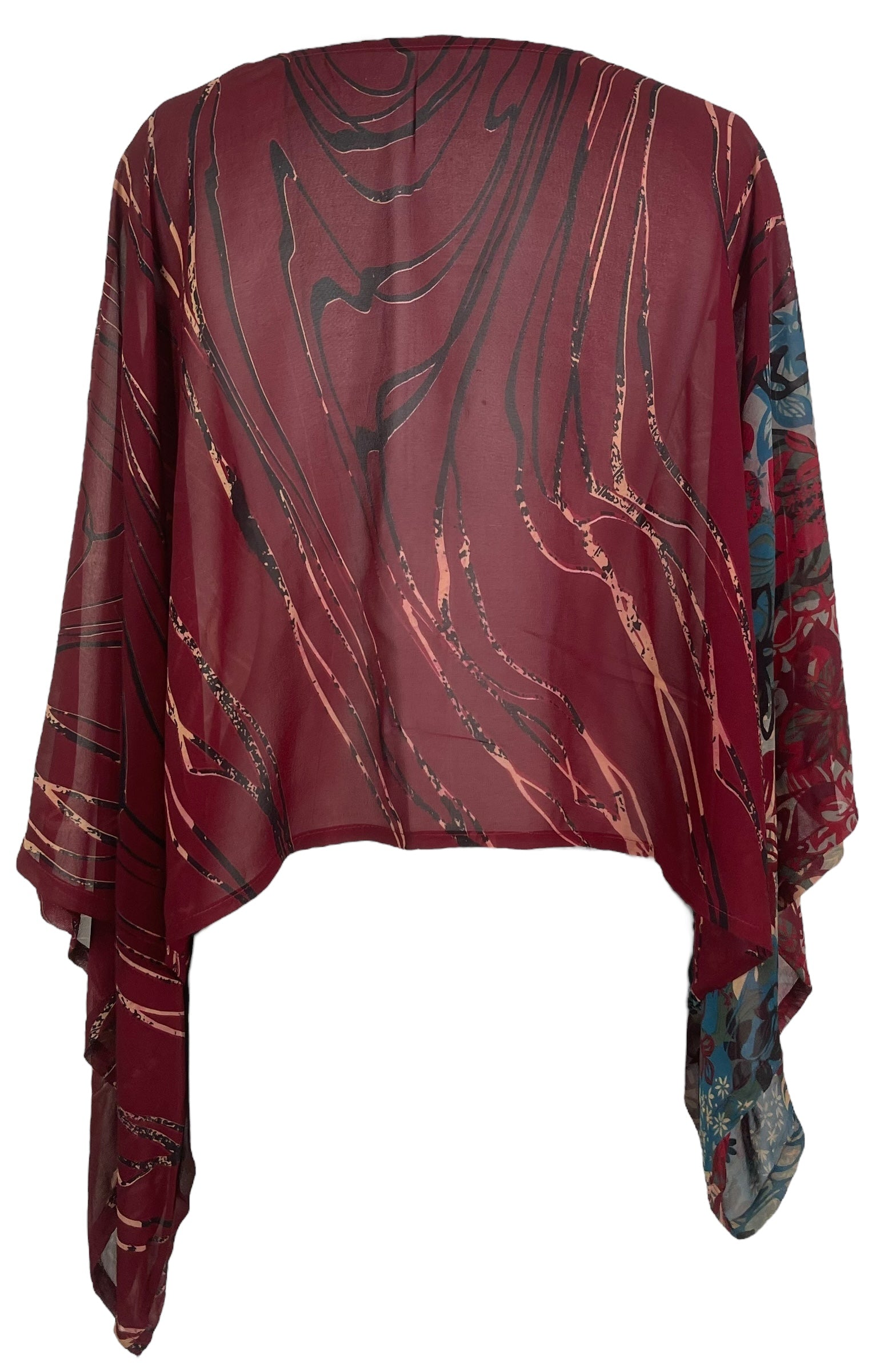 PRG8115 Sheer Wabi Sabi Pure Silk Kimono-Sleeved Top