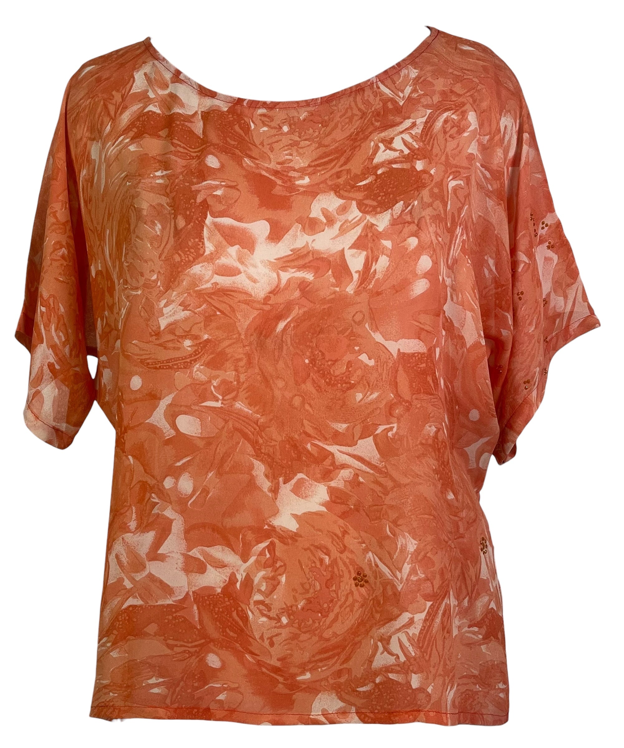 PRG8440 Sheer Avatar Pure Silk Side Slit Top