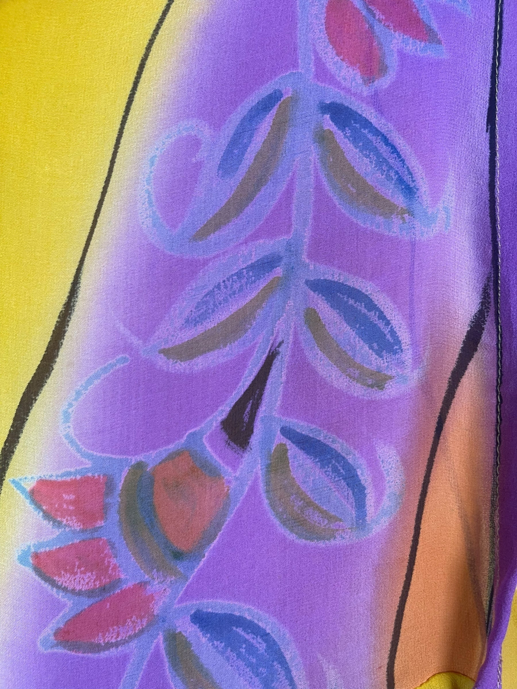 PRG8561 Sheer Avatar Long Pure Silk Kimono Sleeved Duster with Belt