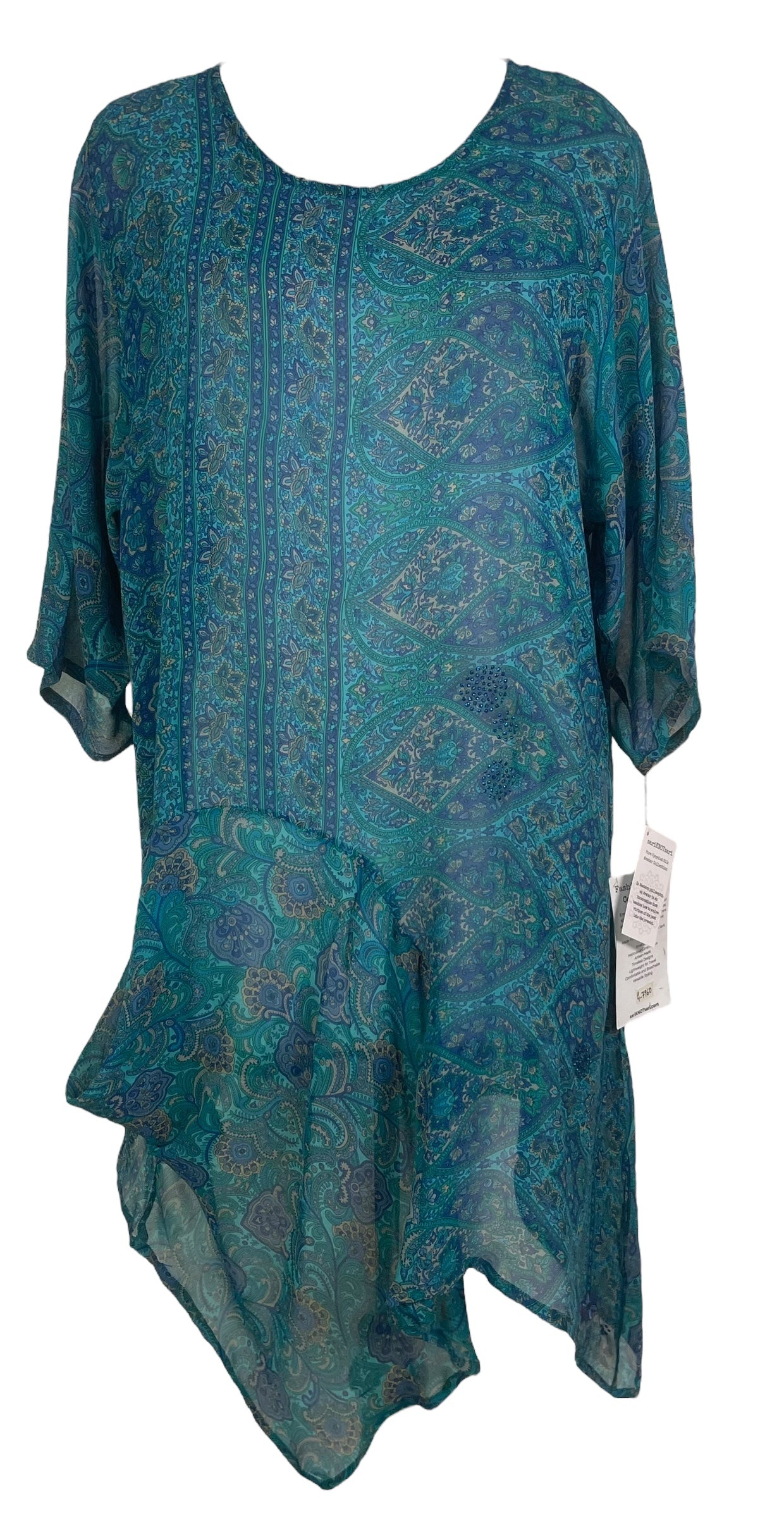 PRG7960 Sheer Avatar Pure Silk Self Pocket Tunic Dress