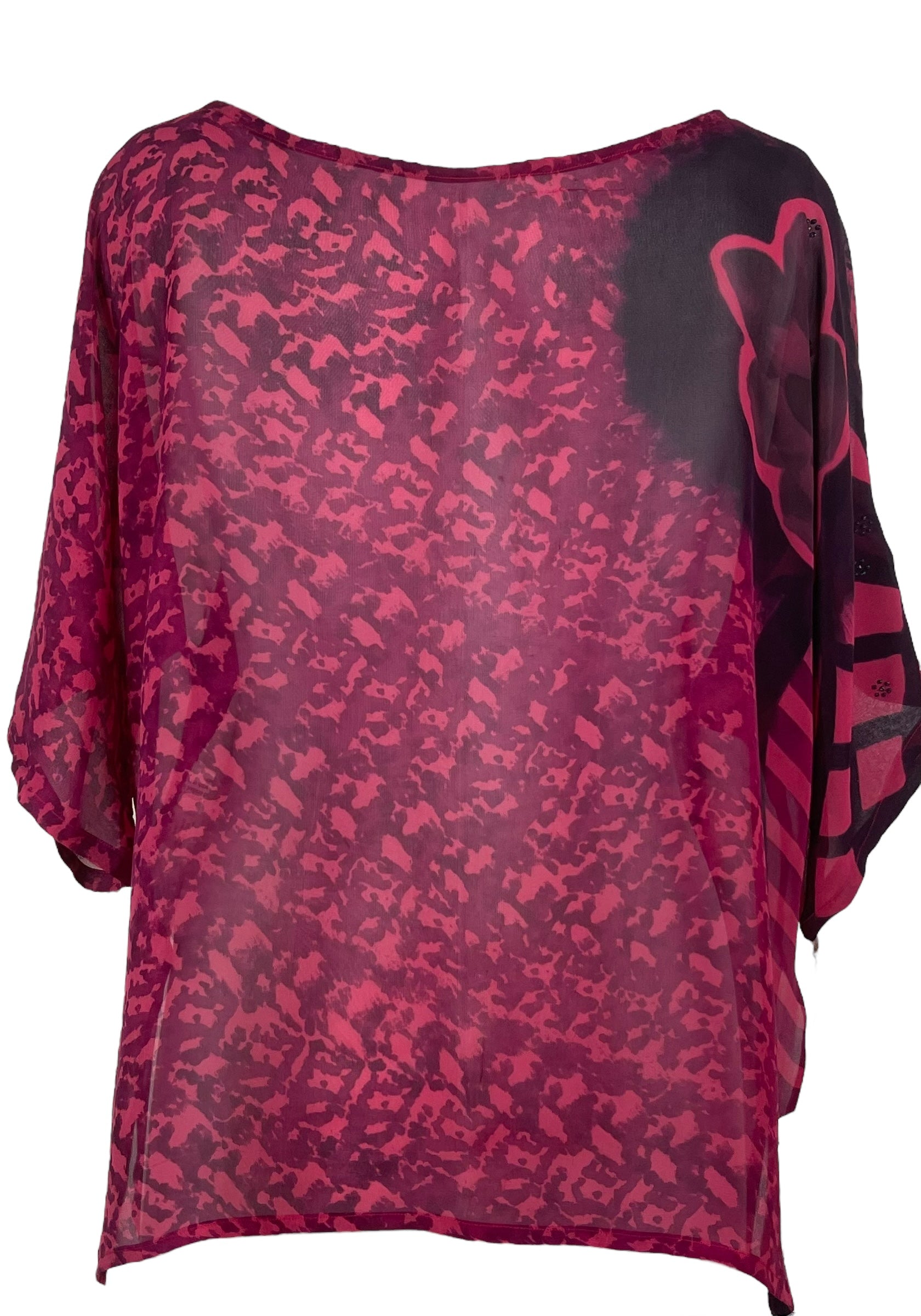 PRG7831 Sheer Wabi Sabi Pure Silk Side Slit Top