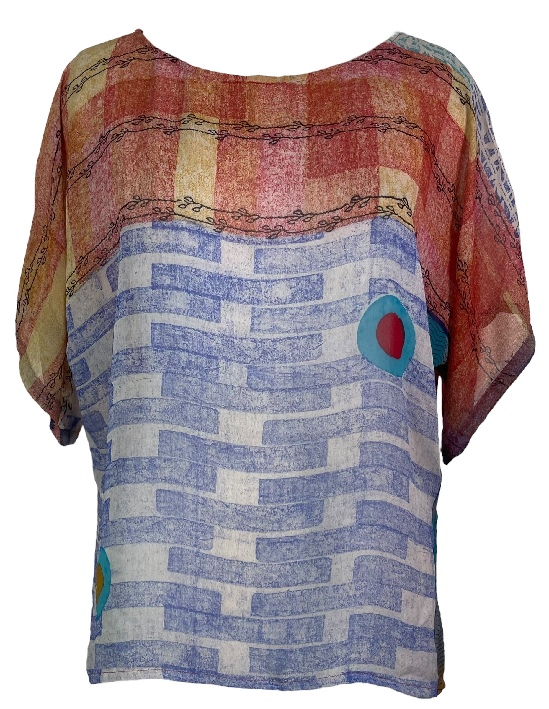 PRG8127 Sheer Avatar Pure Silk Side Slit Top