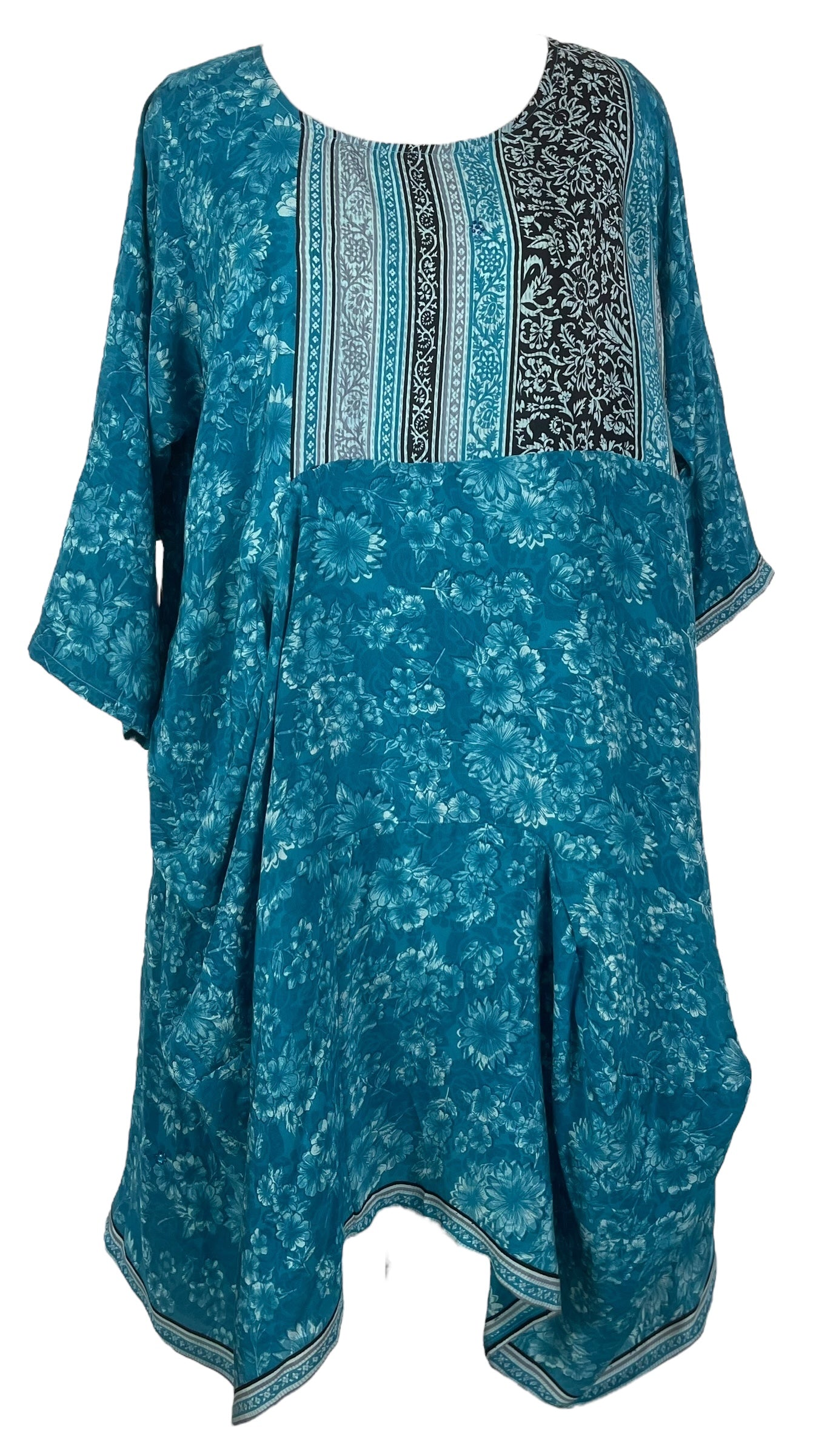 PRC7890 Avatar Pure Silk Sculptural Long Tunic Dress