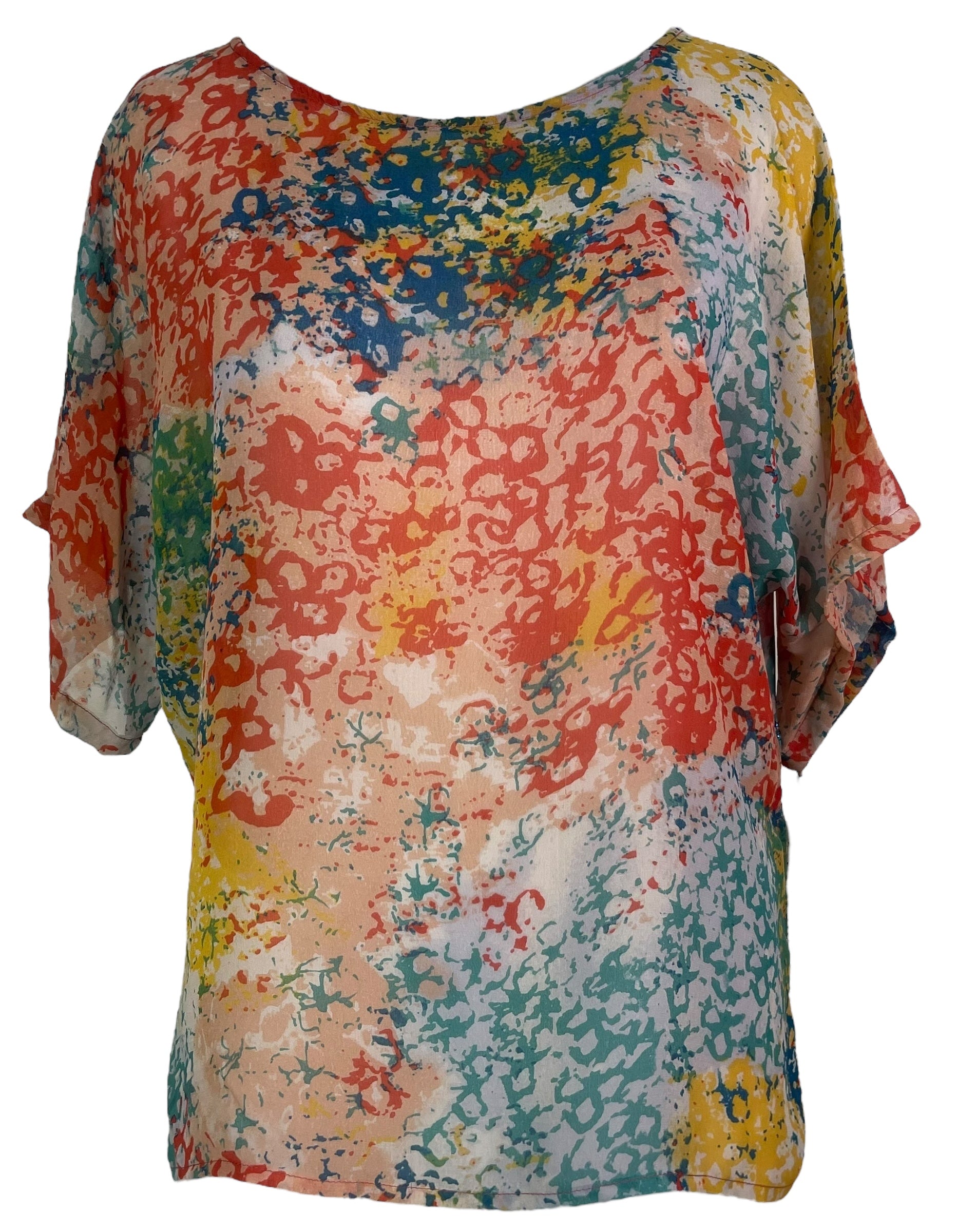 PRG8109 Sheer Avatar Pure Silk Side Slit Top