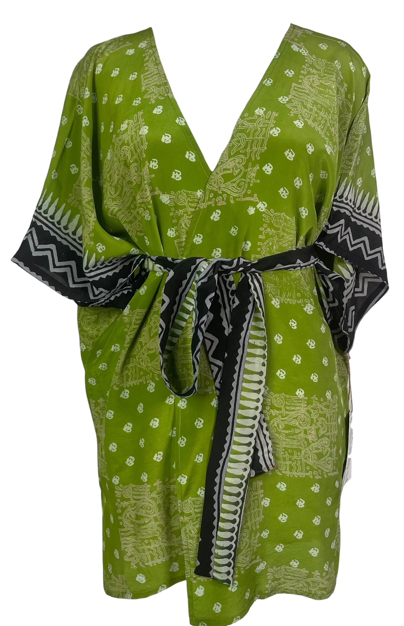 PREVIEW PRC8497 Avatar Pure Silk Kimono-Sleeved Jacket with Belt by MARCH2026 – Handmade ethical Short Kimono from sariKNOTsari using upcycled silk. Designed in Canada for travel and slow fashion, loved from Toronto to LA to Sydney. Featuring Zsiska, Bryn Walker and Artisan Leather coats by Rejean Pepin, Pepin designs