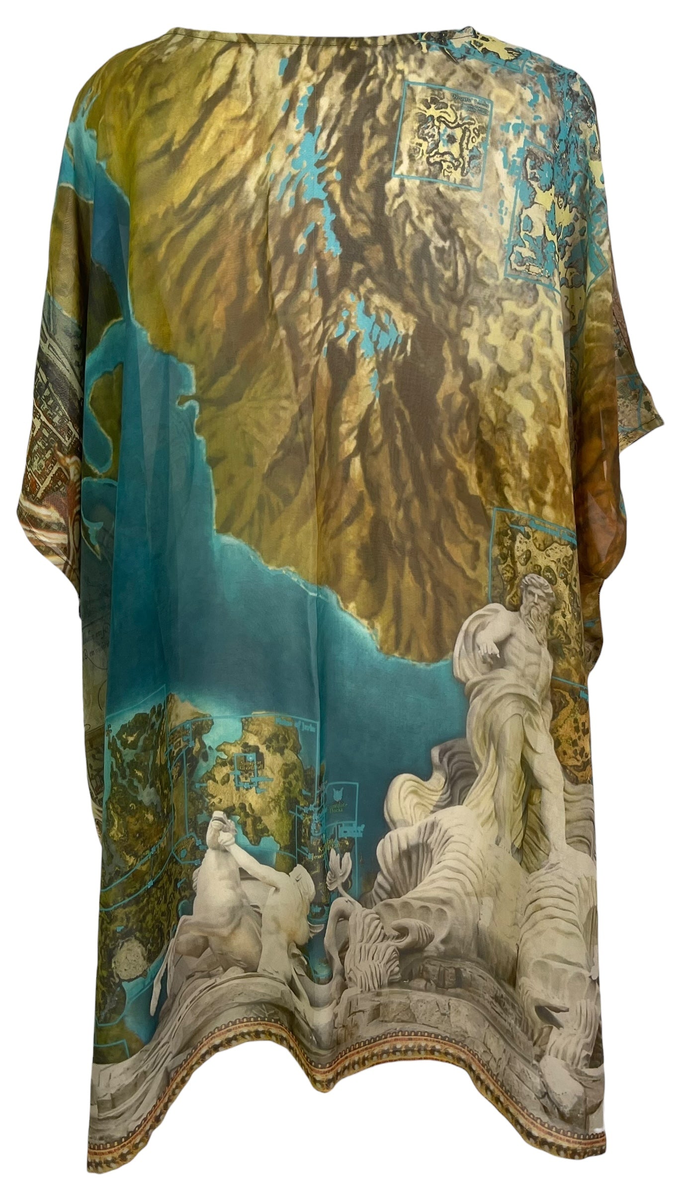 PREVIEW PRG8581 Sheer Avatar Pure Silk Short Kaftan Tunic with Slits by FEBRUARY2026 – Handmade ethical Short Kaftan from sariKNOTsari using upcycled silk. Designed in Canada for travel and slow fashion, loved from Toronto to LA to Sydney.