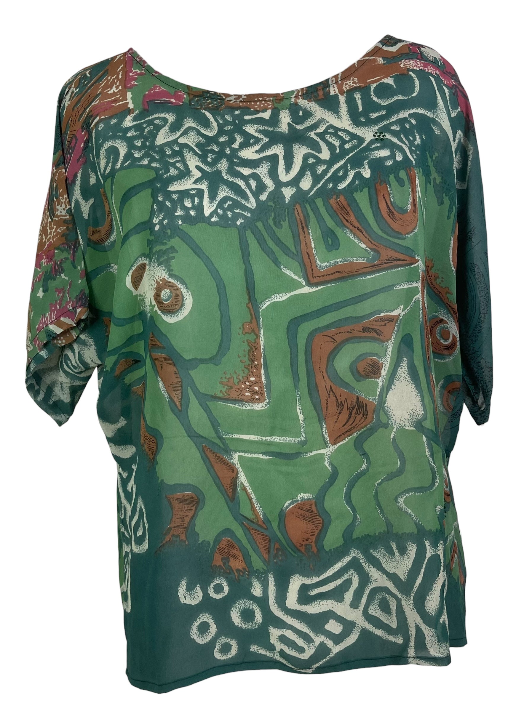 PRG8153 Sheer Avatar Pure Silk Side Slit Top