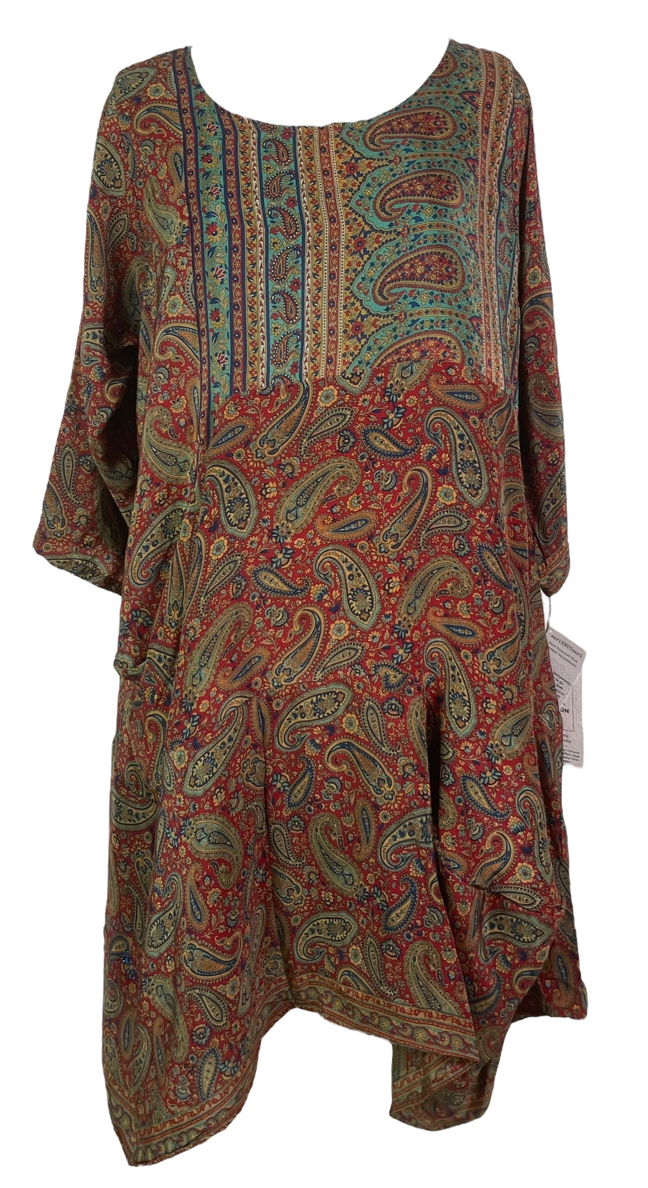 PRC7889 Avatar Pure Silk Sculptural Long Tunic Dress