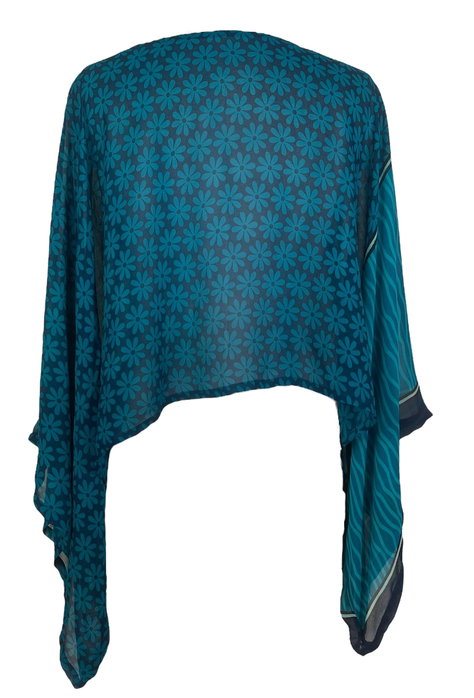 PRG8233 Sheer Avatar Pure Silk Kimono-Sleeved Top