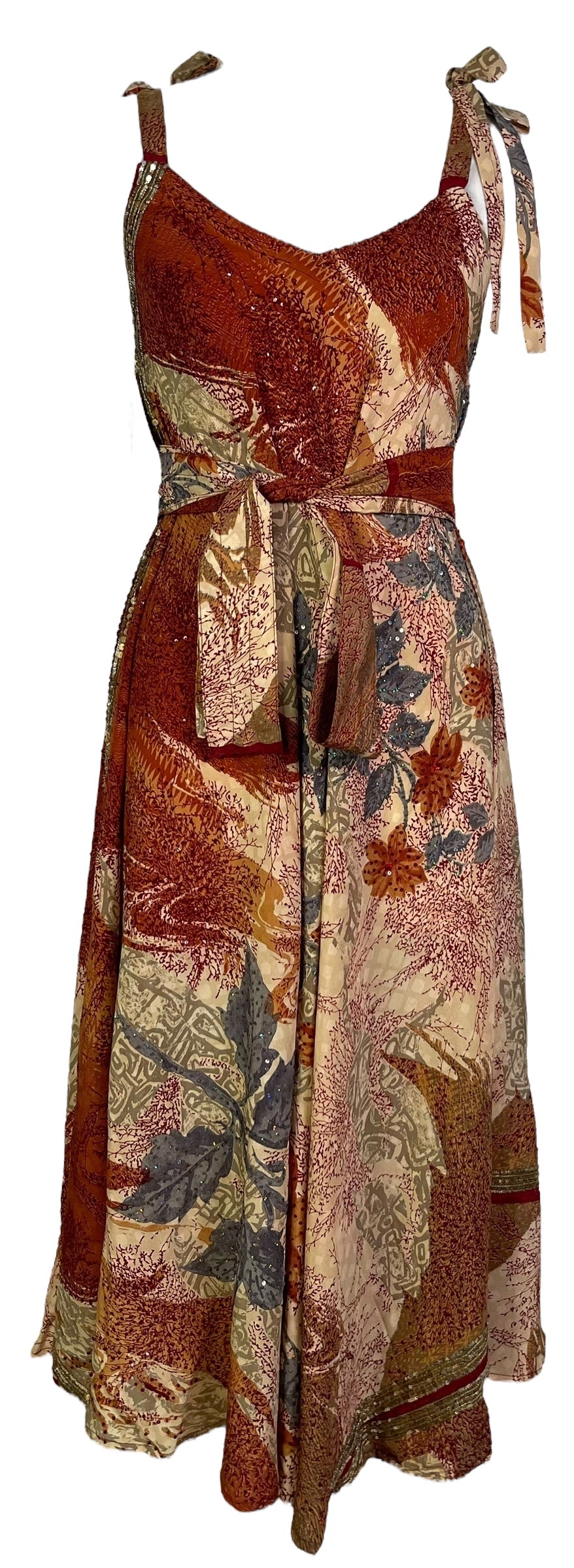 PRC7248 Avatar Pure Silk Maxi Dress with Belt by sariKNOTsari – Handmade ethical Maxi Dress from sariKNOTsari using upcycled silk. Designed in Canada for travel and slow fashion, loved from Toronto to LA to Sydney.