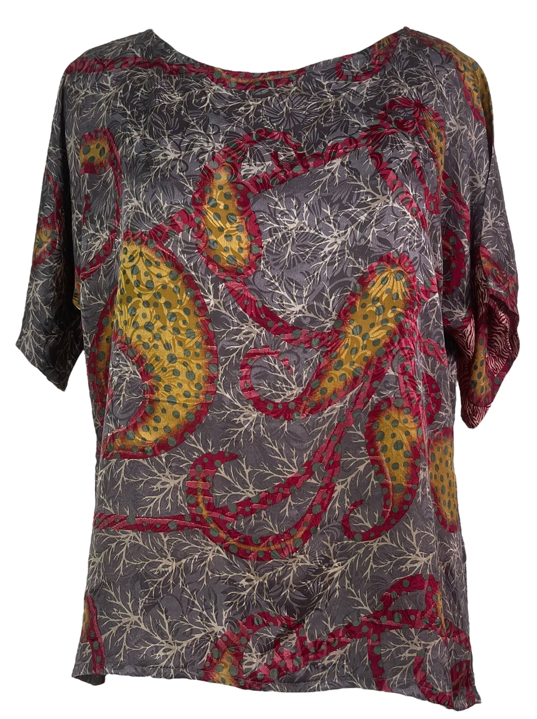 PRS7974 Avatar Pure Silk Satin Side Slit Top