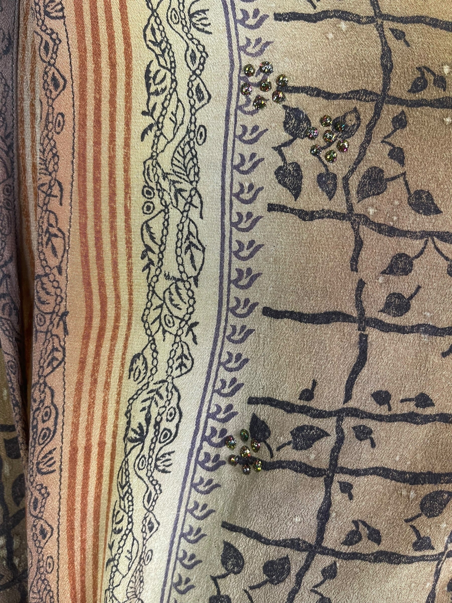 PREVIEW PRC8496 Avatar Pure Silk Kimono-Sleeved Jacket with Belt by MARCH2026 – Handmade ethical Short Kimono from sariKNOTsari using upcycled silk. Designed in Canada for travel and slow fashion, loved from Toronto to LA to Sydney. Featuring Zsiska, Bryn Walker and Artisan Leather coats by Rejean Pepin, Pepin designs