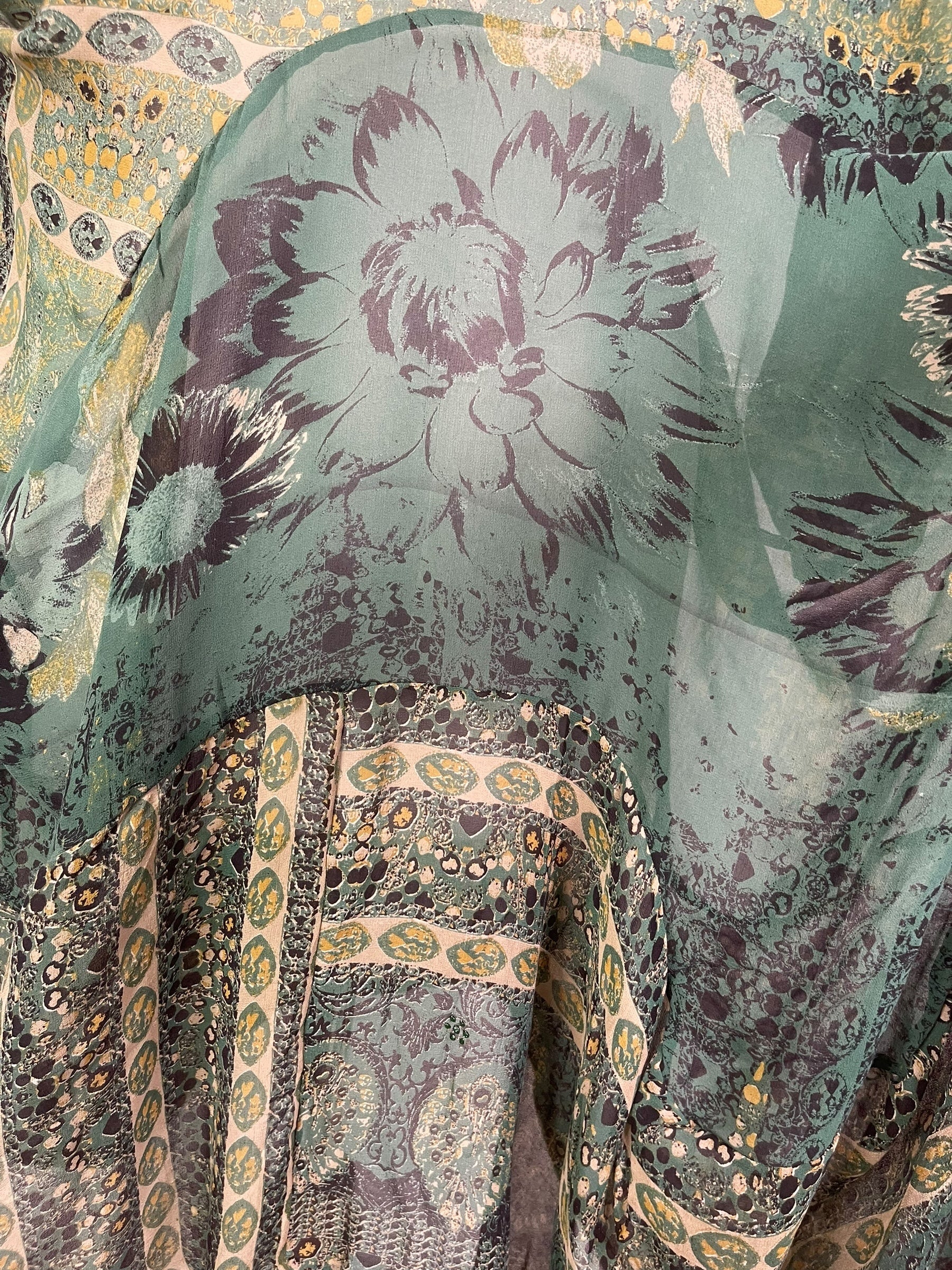 PRG7907 Sheer Avatar Pure Silk Sculptural Long Tunic Dress