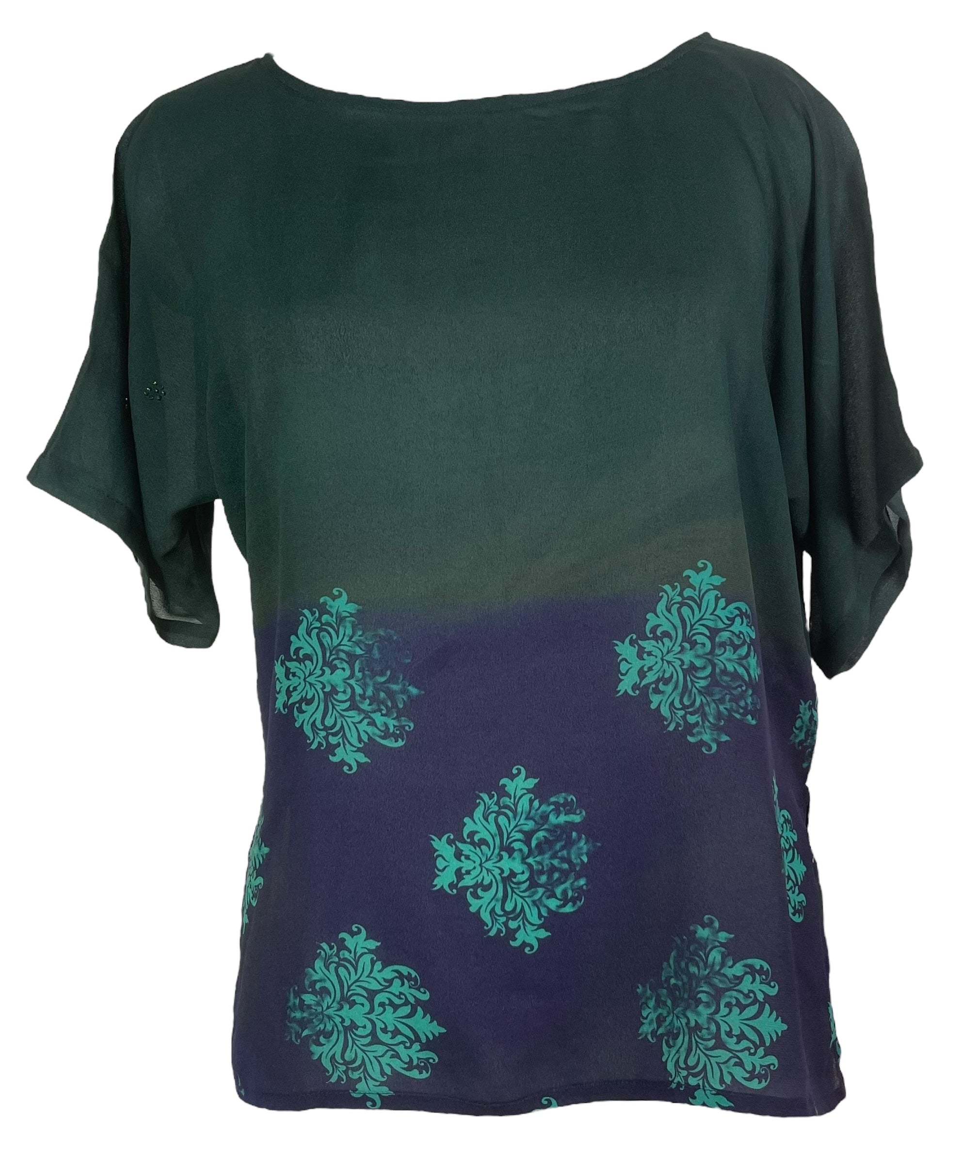 PRG7623 Sheer Avatar Pure Silk Side Slit Top