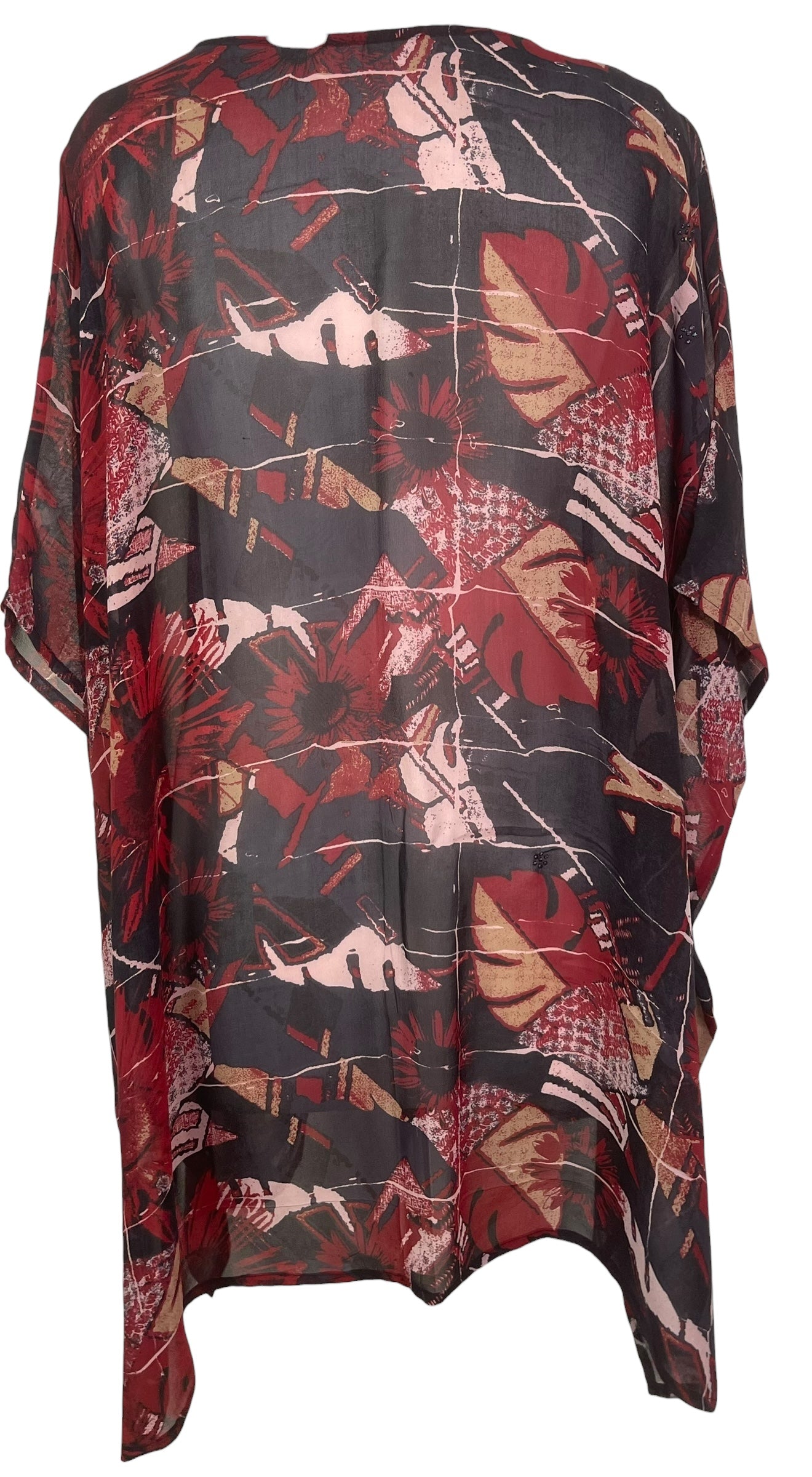 PREVIEW PRG8473 Sheer Avatar Pure Silk Short Kaftan Tunic with Slits by FEBRUARY2026 – Handmade ethical Short Kaftan from sariKNOTsari using upcycled silk. Designed in Canada for travel and slow fashion, loved from Toronto to LA to Sydney.