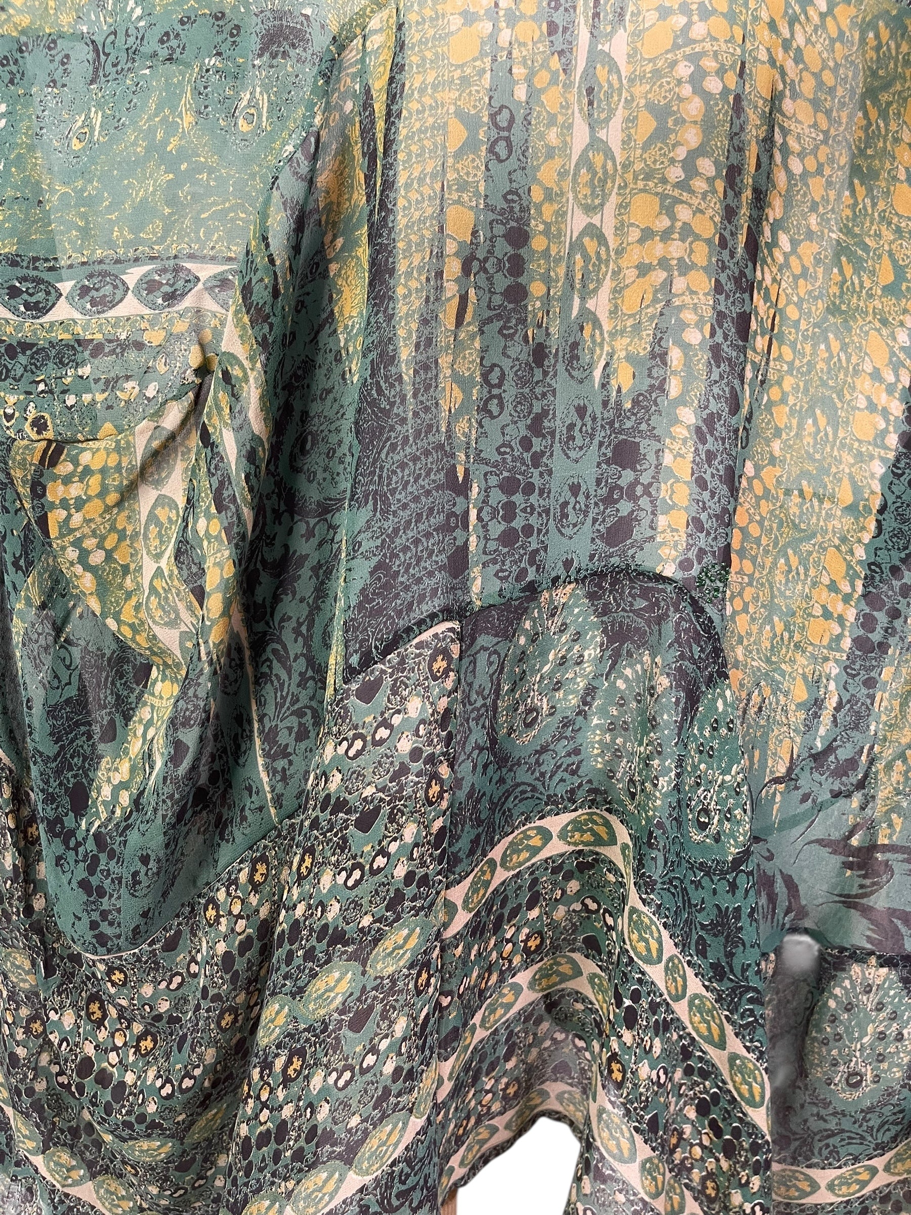 PRG7907 Sheer Avatar Pure Silk Sculptural Long Tunic Dress