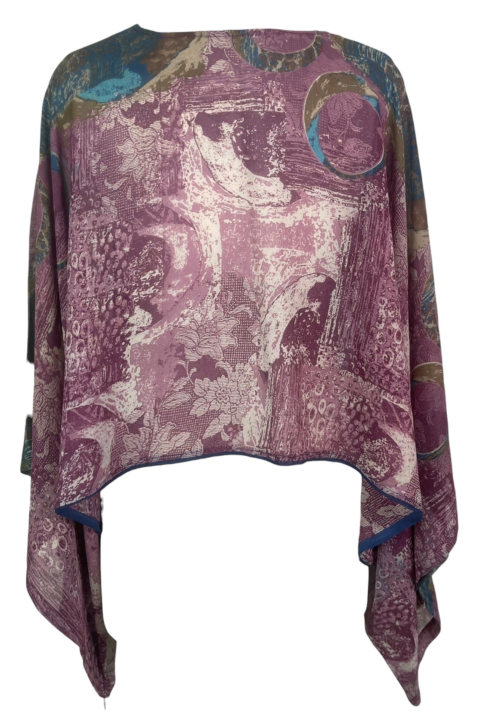 PRG8532 Sheer Wabi Sabi Pure Silk Kimono-Sleeved Top